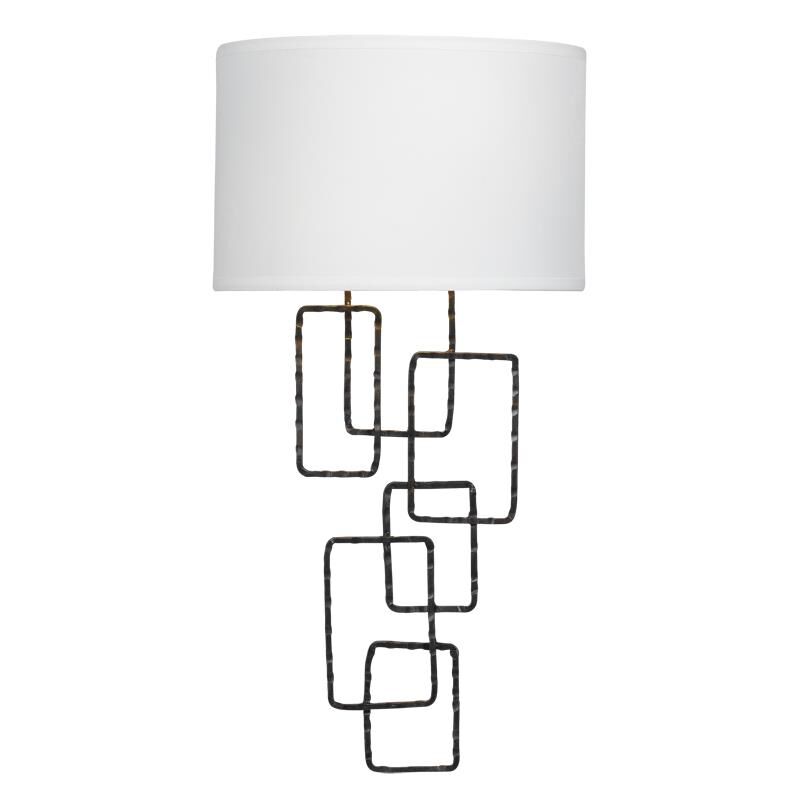 Shown in Raw Steel finish and White Linen glass and White Linen shade