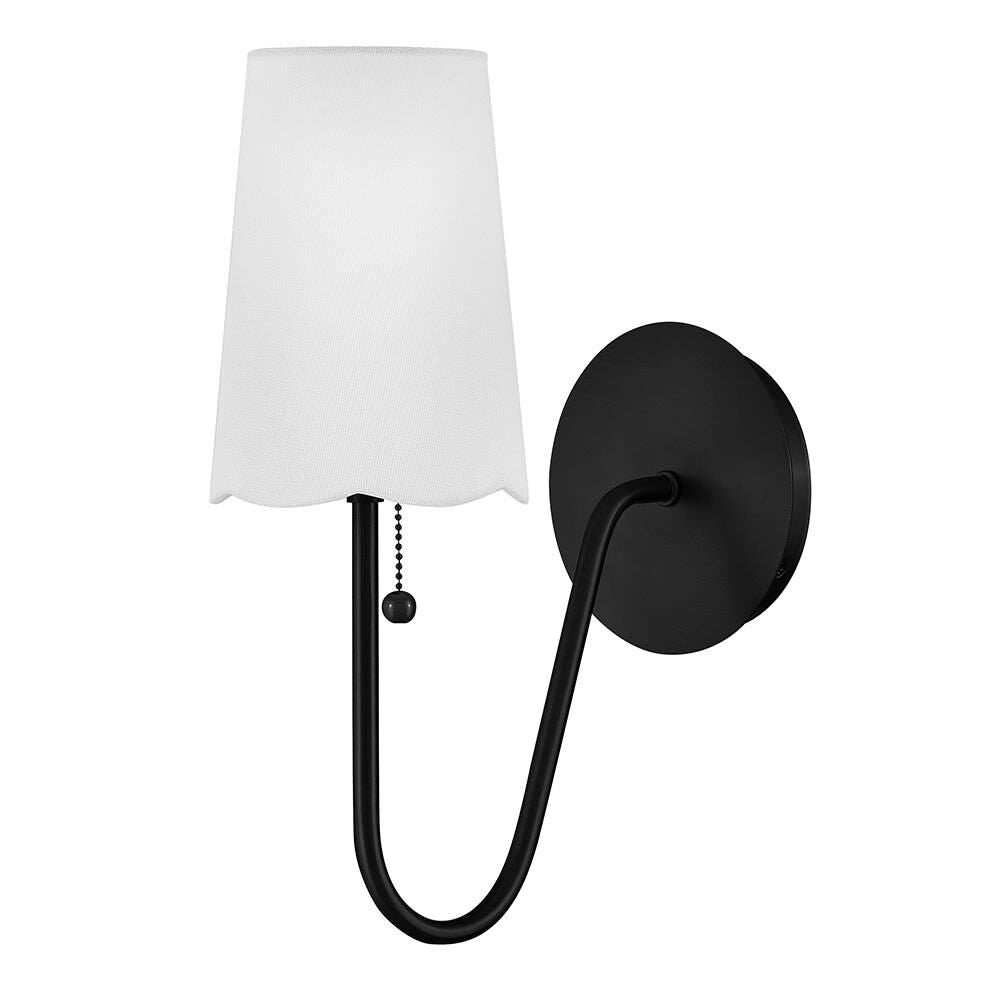 Shown in Black finish and Off-White Linen shade