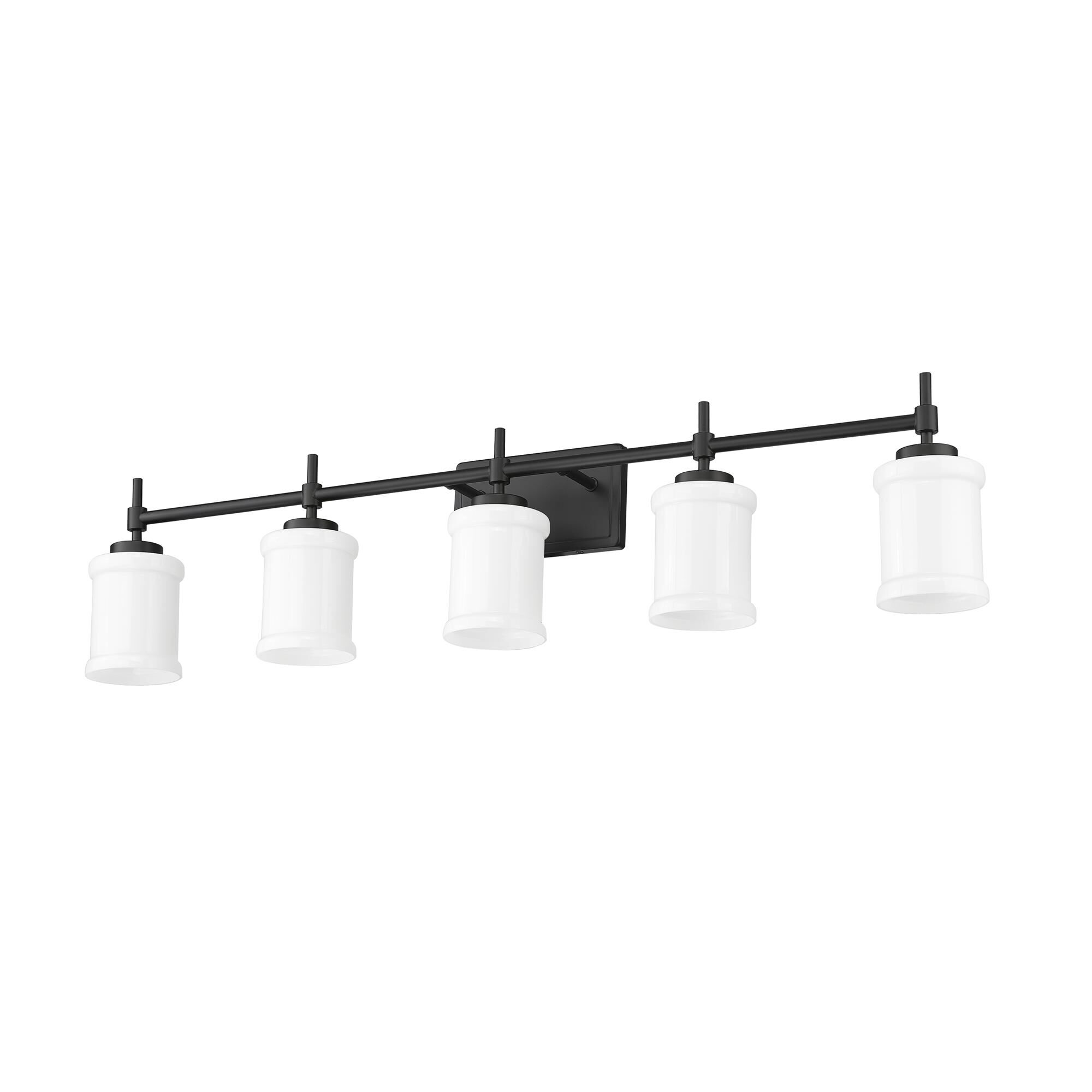 Shown in Matte Black finish and Gloss Opal glass and Gloss Opal shade