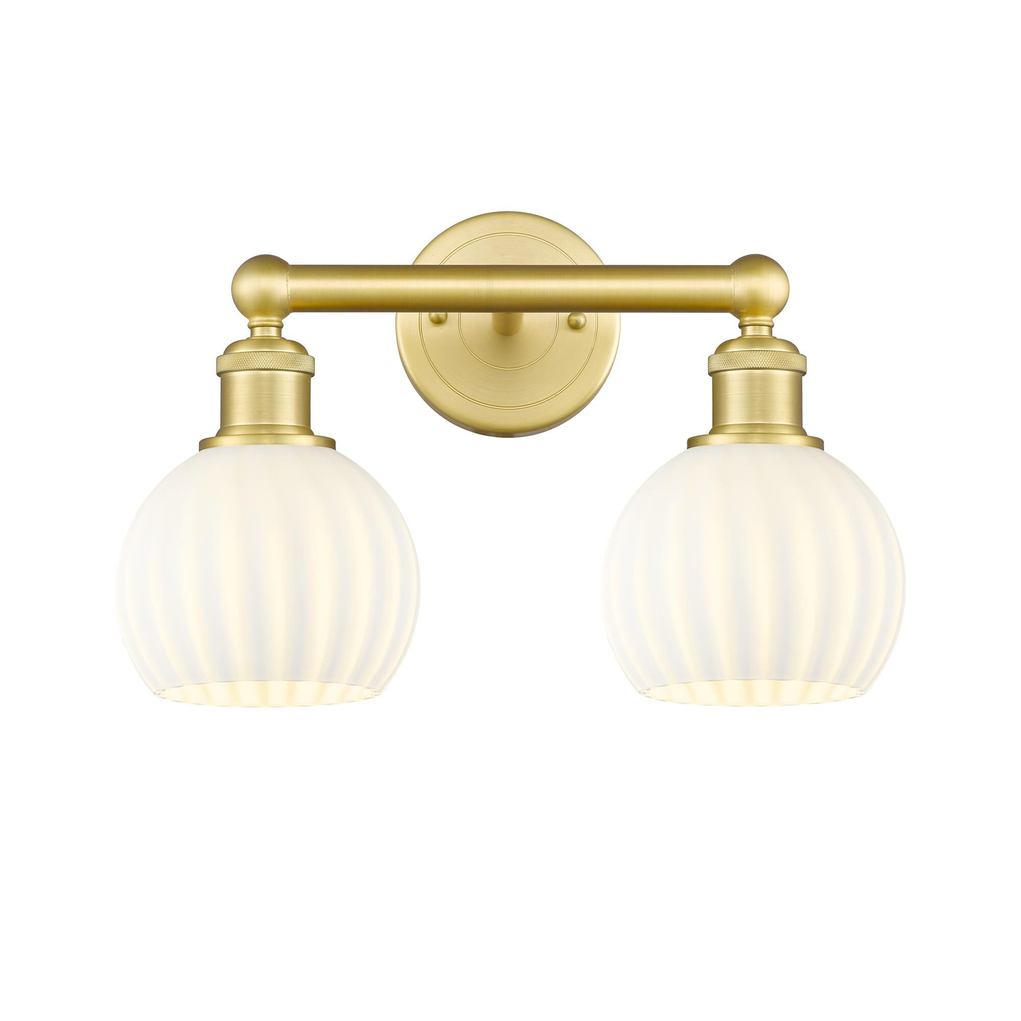 Shown in Satin Gold finish and White Venetian glass