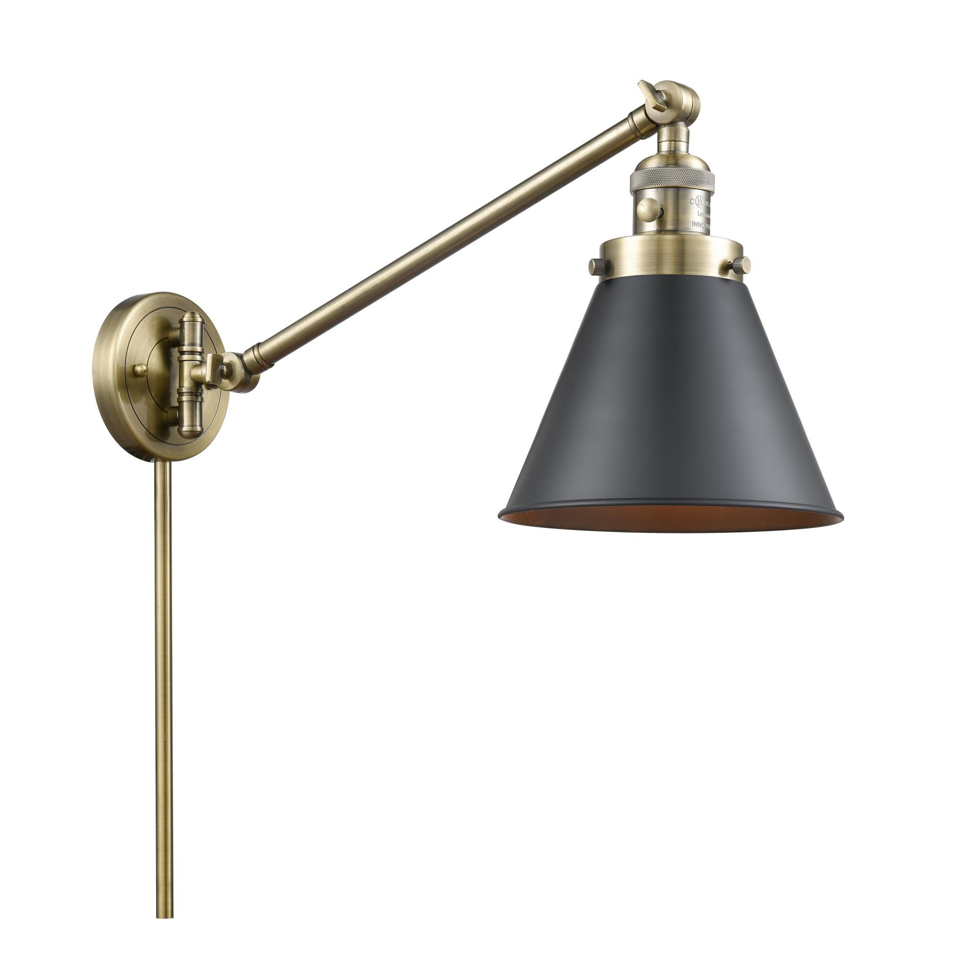 Shown in Antique Brass finish and Antique Brass Appalachian shade