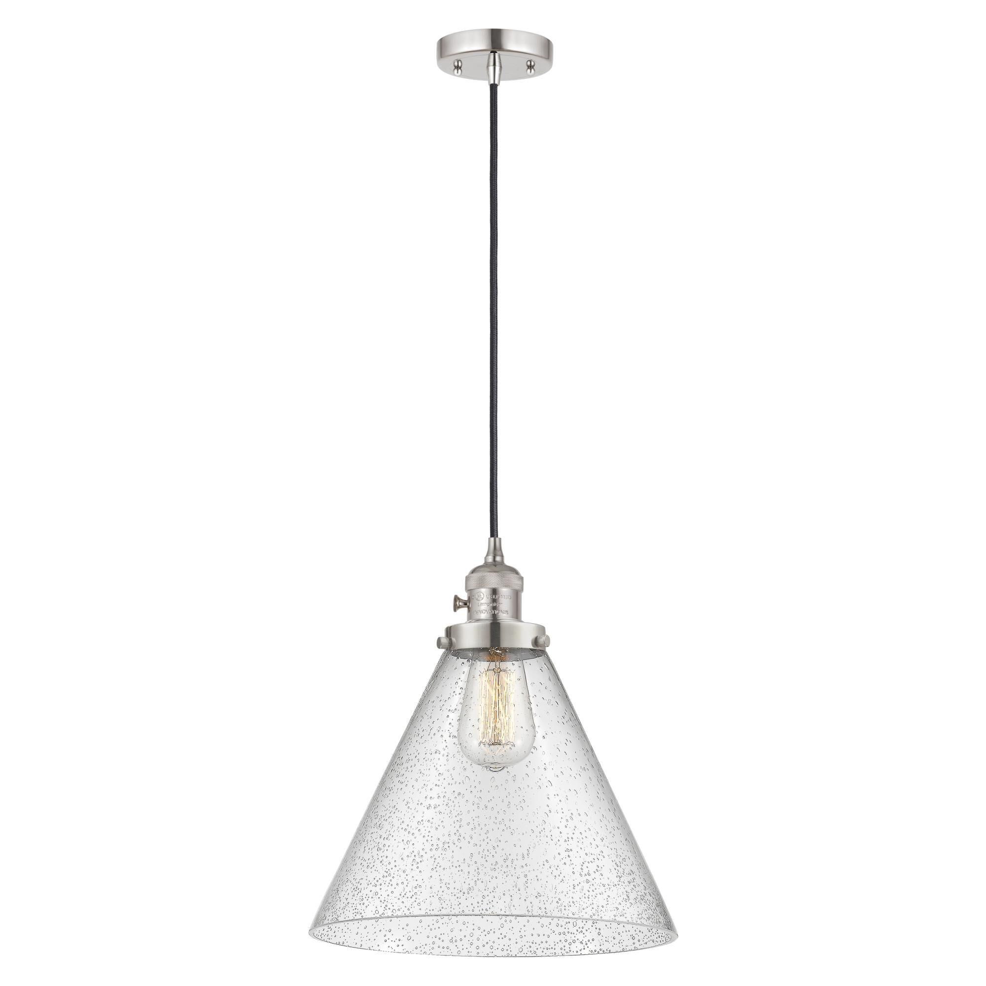 Shown in Polished Nickel finish and Seedy glass