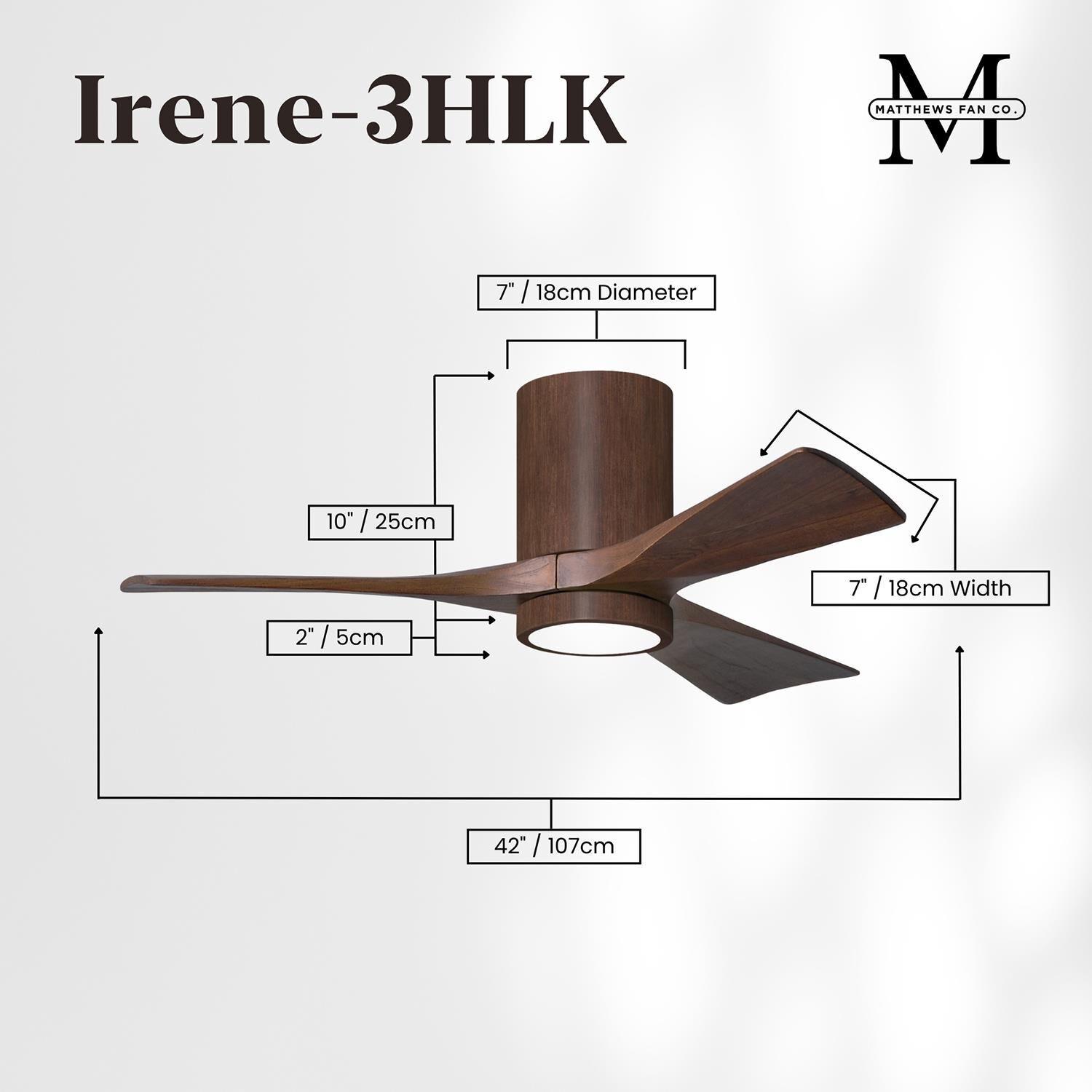 Irene 42 Inch Flush Mount Fan with Light Kit by Matthews Fan Company
