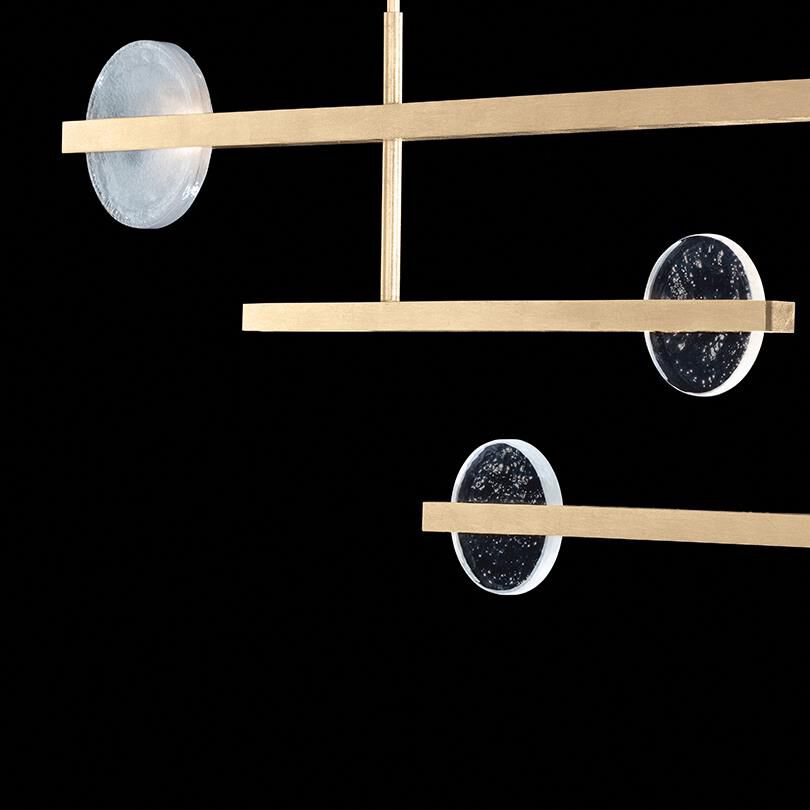 Shown in Soft Gold finish and Clear and White glass