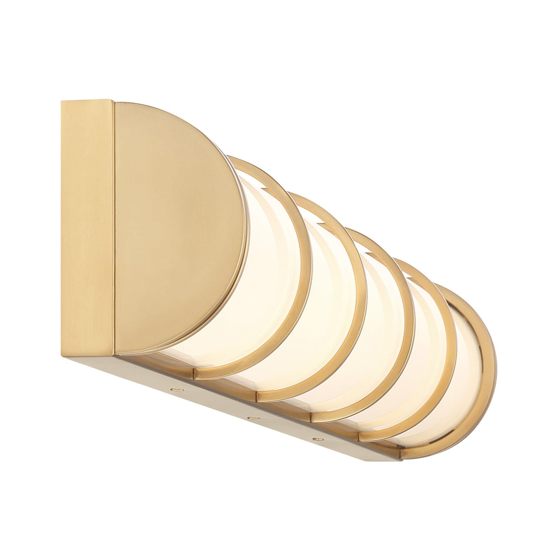 Shown in Warm Brass finish and White Etched glass