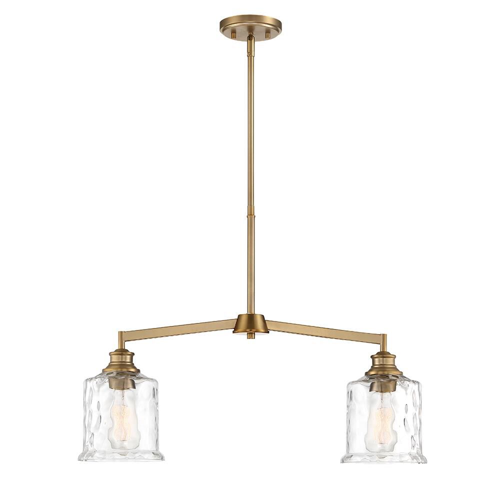 Shown in Brushed Gold finish and Clear Hammered glass and Clear Hammered  Glass shade