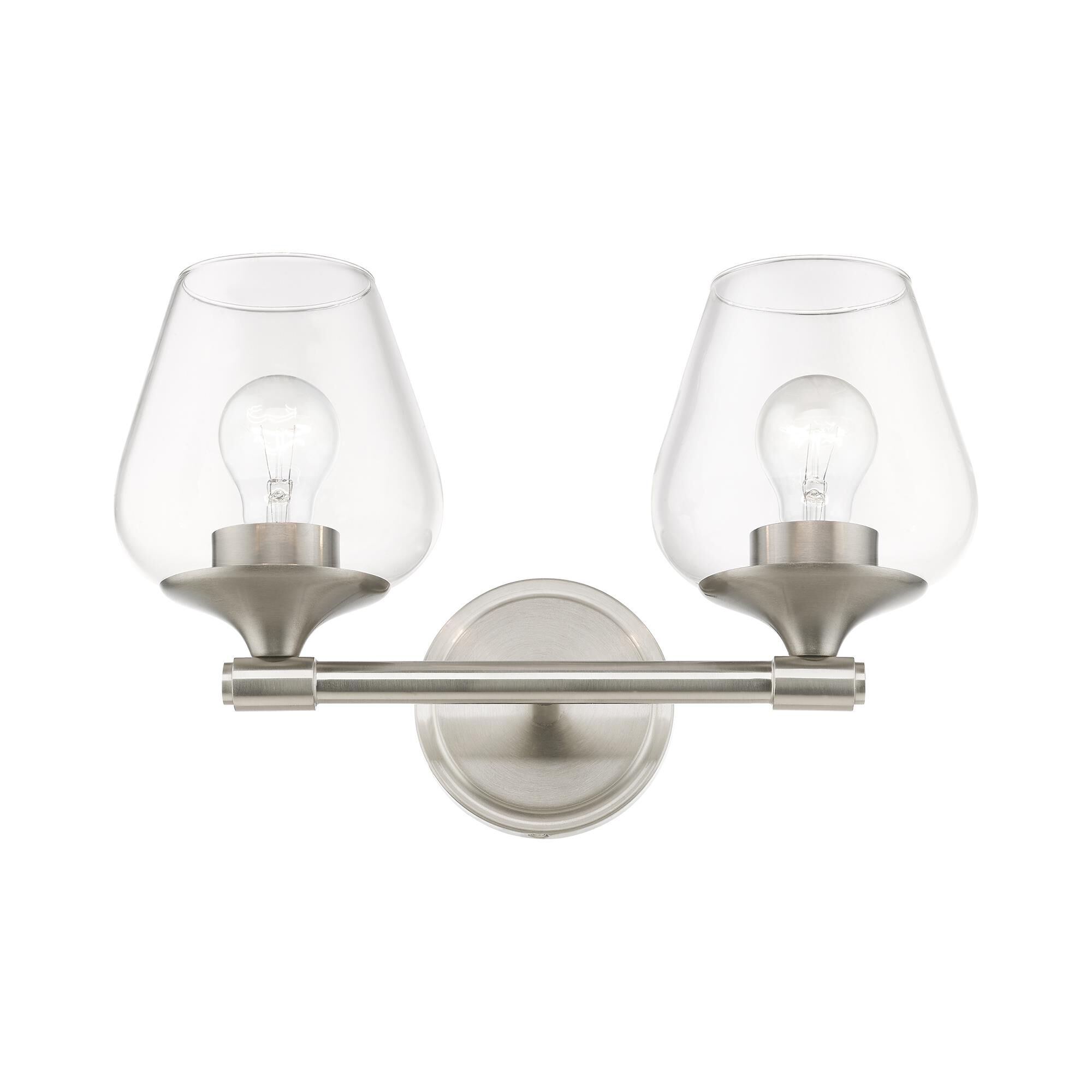 Shown in Brushed Nickel finish and Clear glass