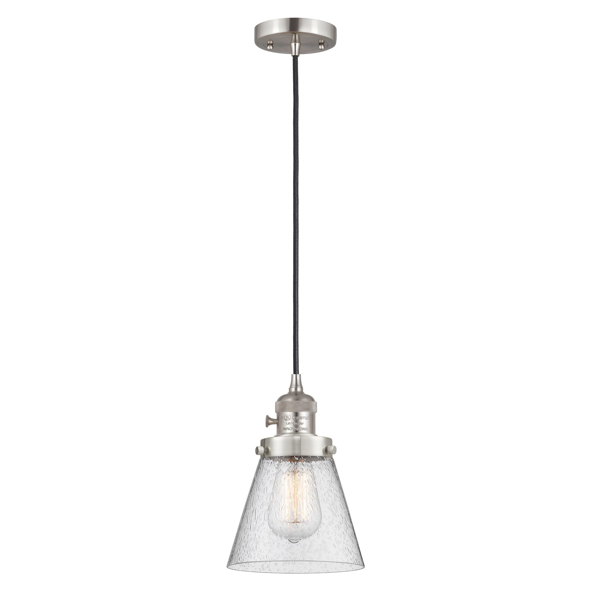 Shown in Brushed Satin Nickel finish and Seedy glass