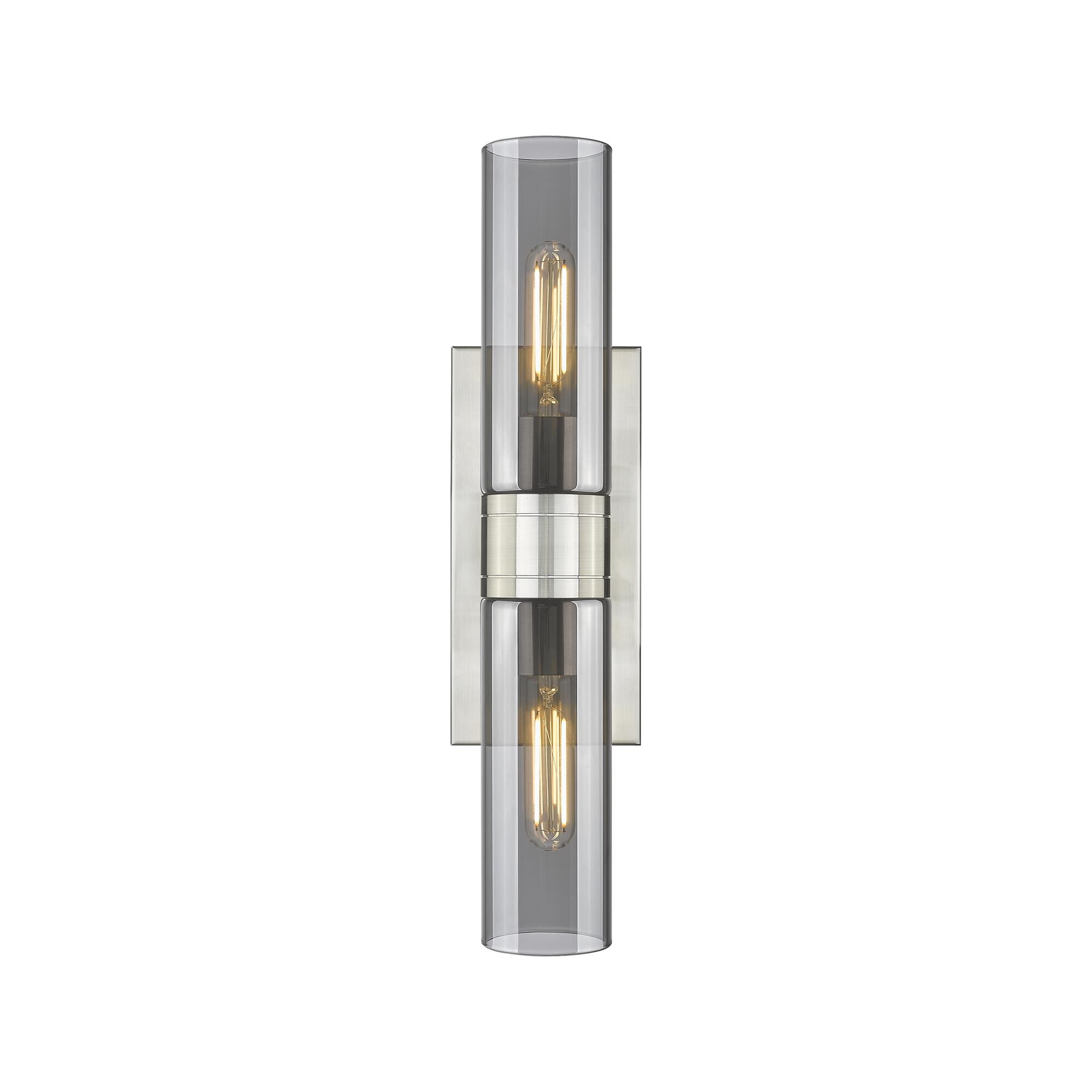 Shown in Satin Nickel finish and Plated Smoke glass