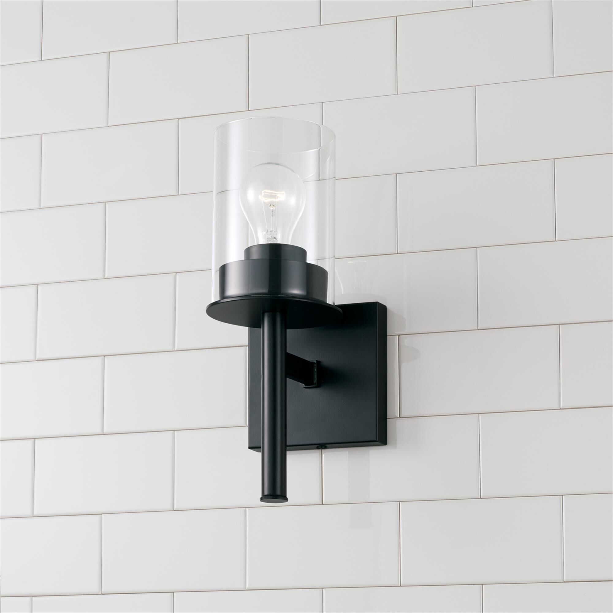 Shown in Matte Black finish and Clear glass