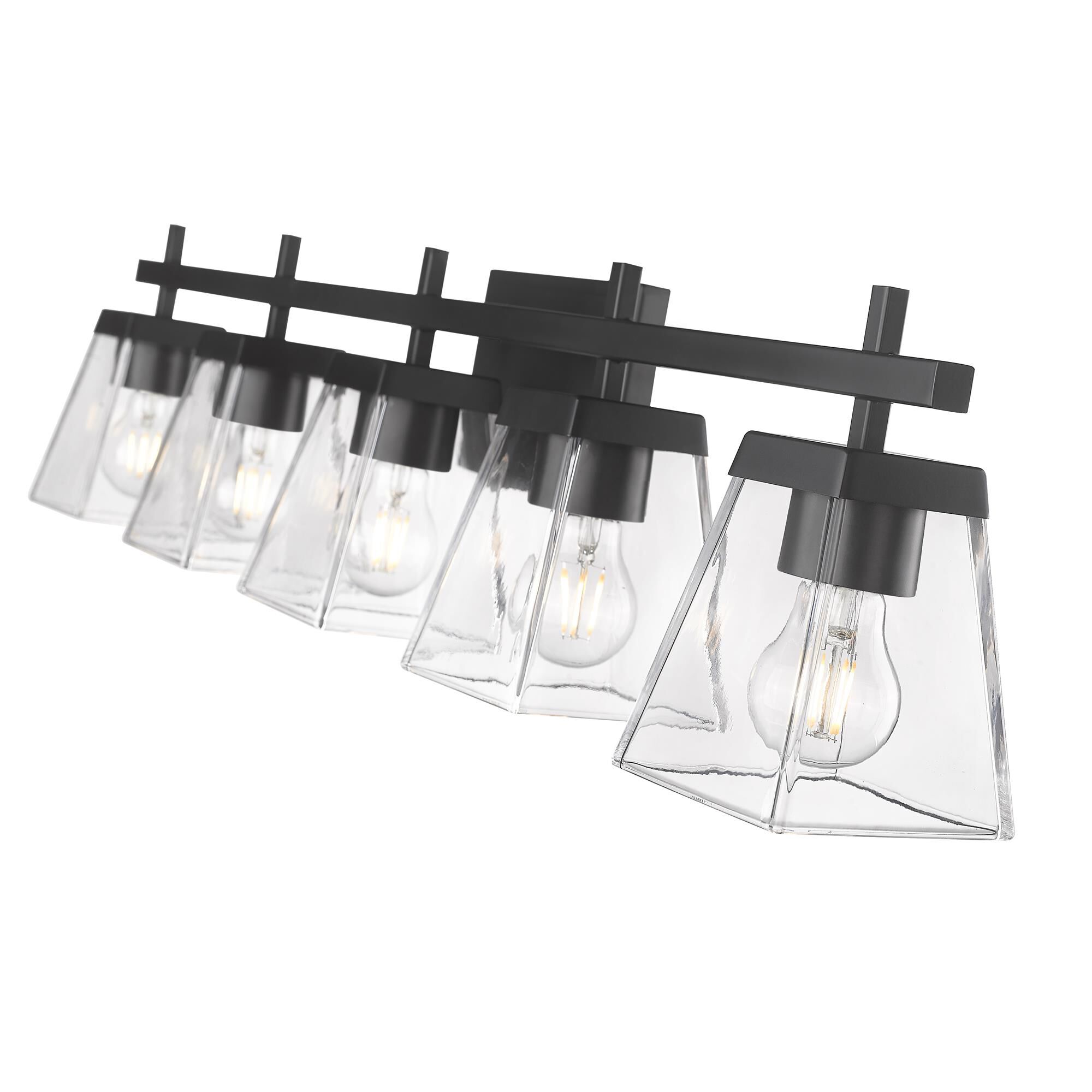 Shown in Matte Black finish and Clear glass
