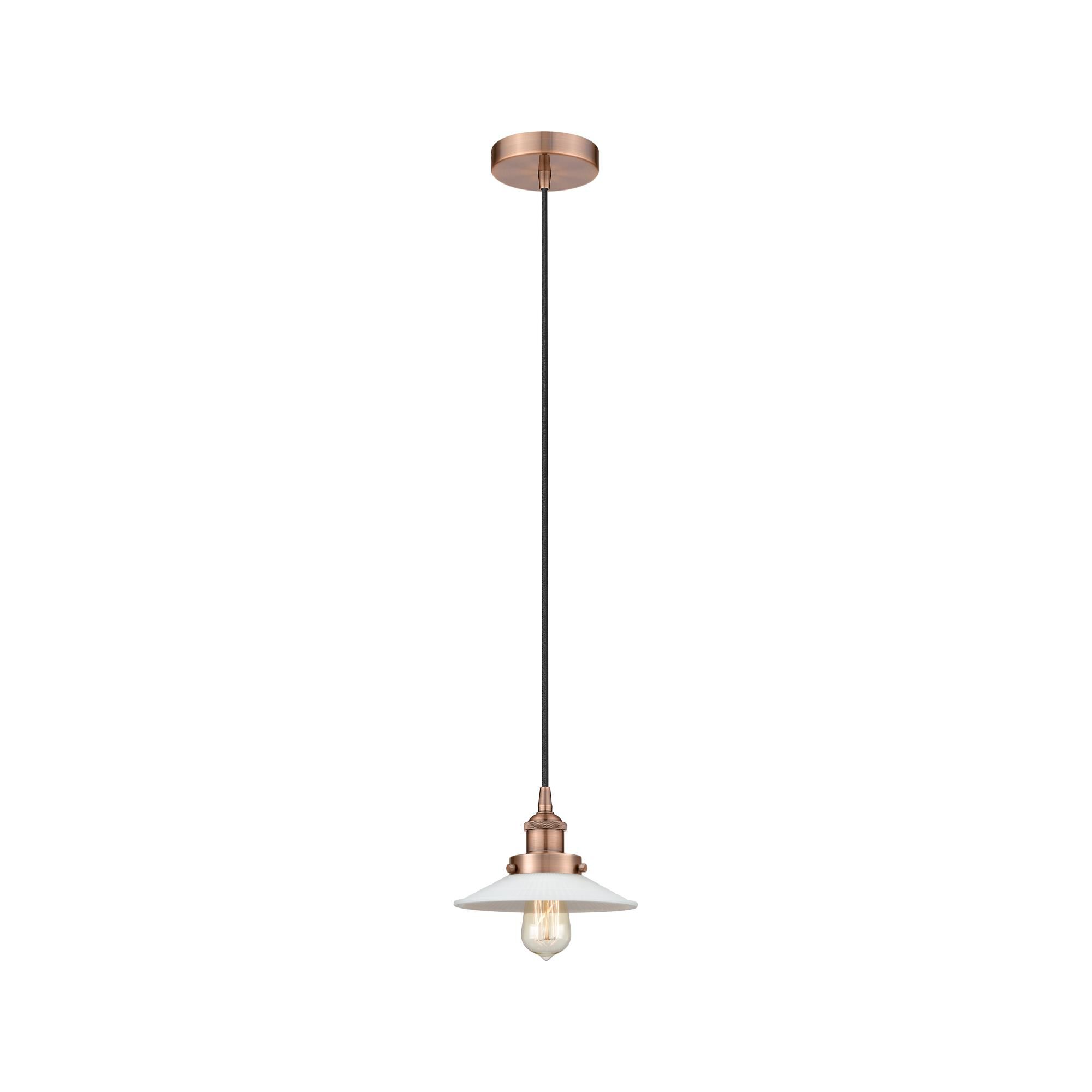 Shown in Antique Copper finish and White glass