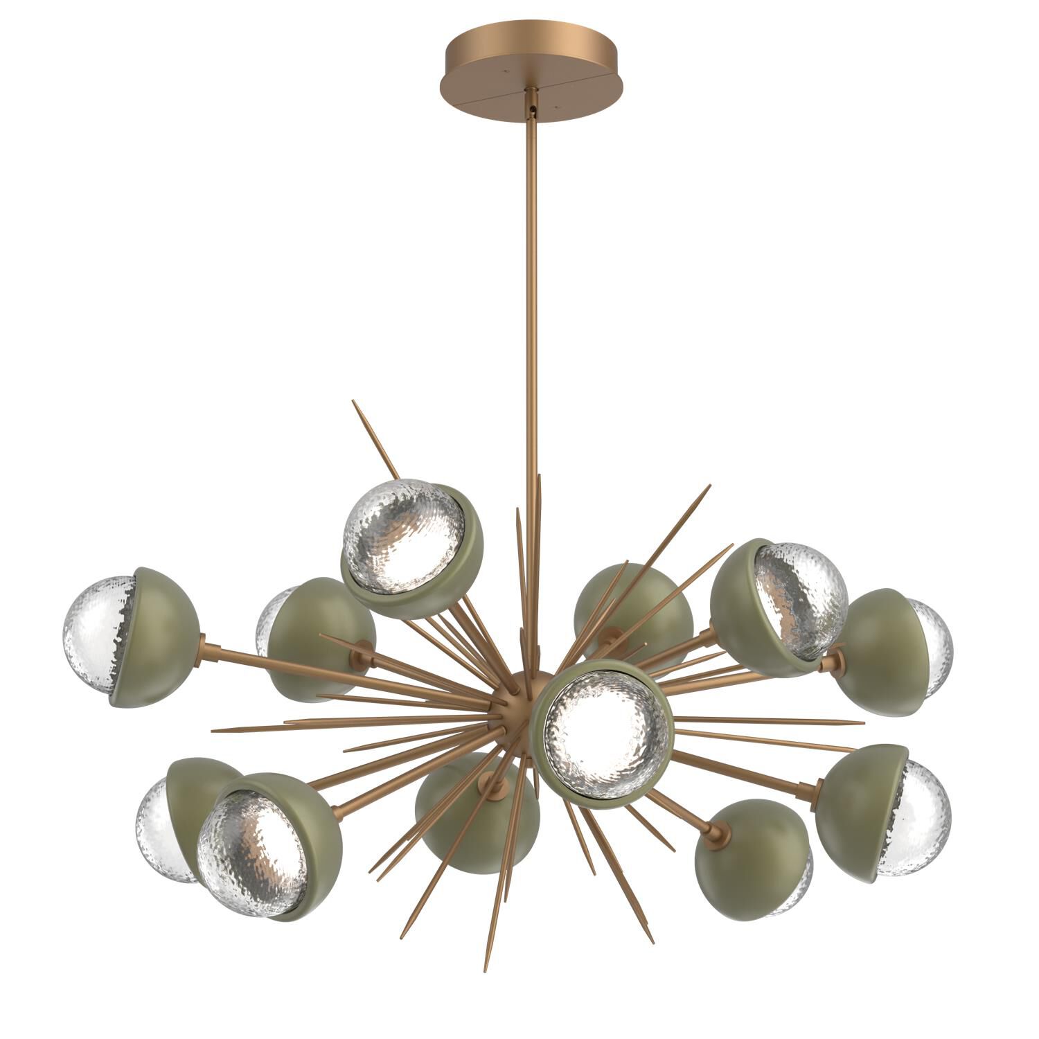 Shown in Novel Brass finish and Clear glass and Sage Green accent