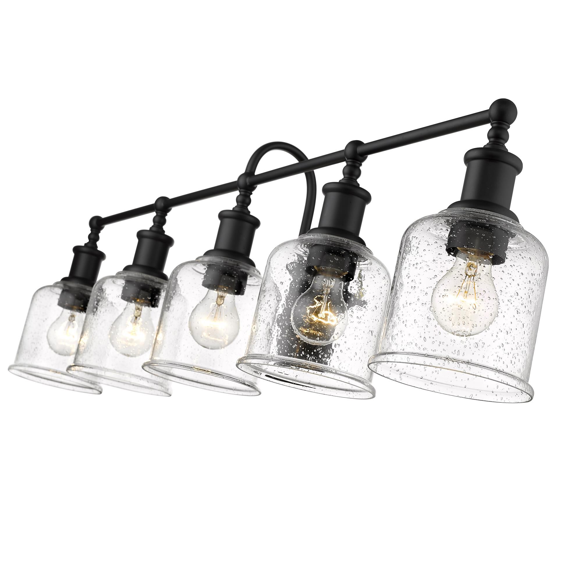 Shown in Matte Black finish and Glass shade
