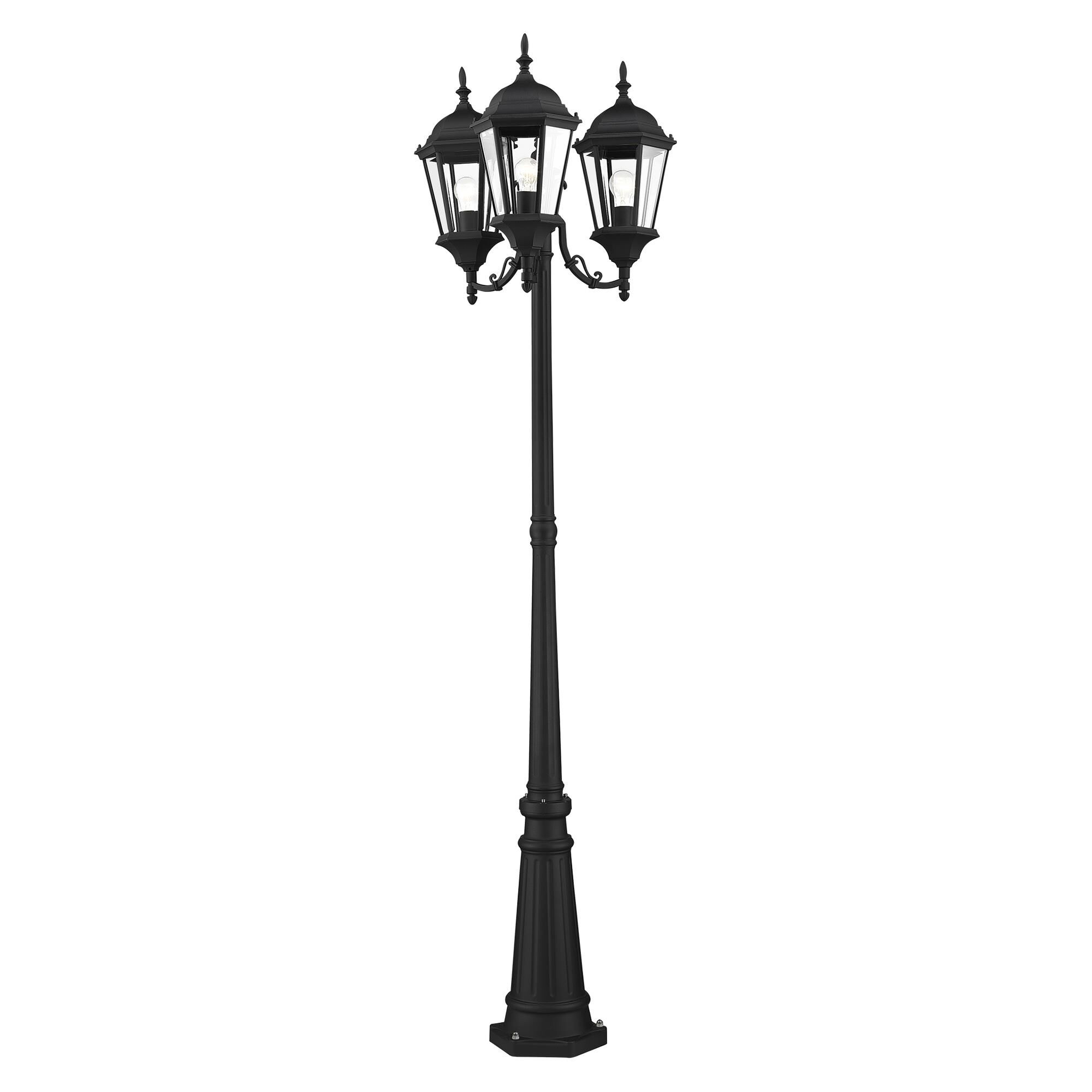 Shown in Textured Black finish and Clear Beveled glass and Clear Beveled Glass shade