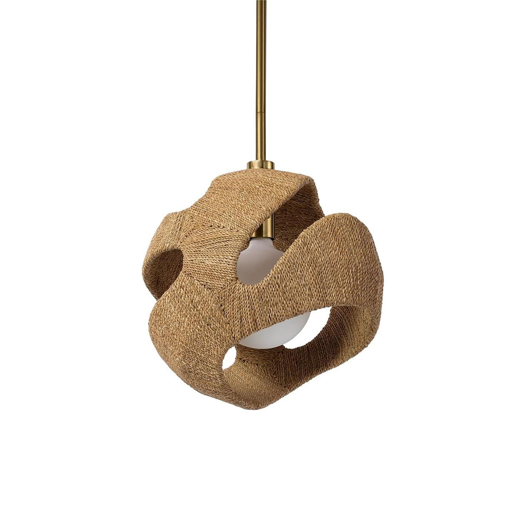 Shown in Antique Brass finish and Natural shade