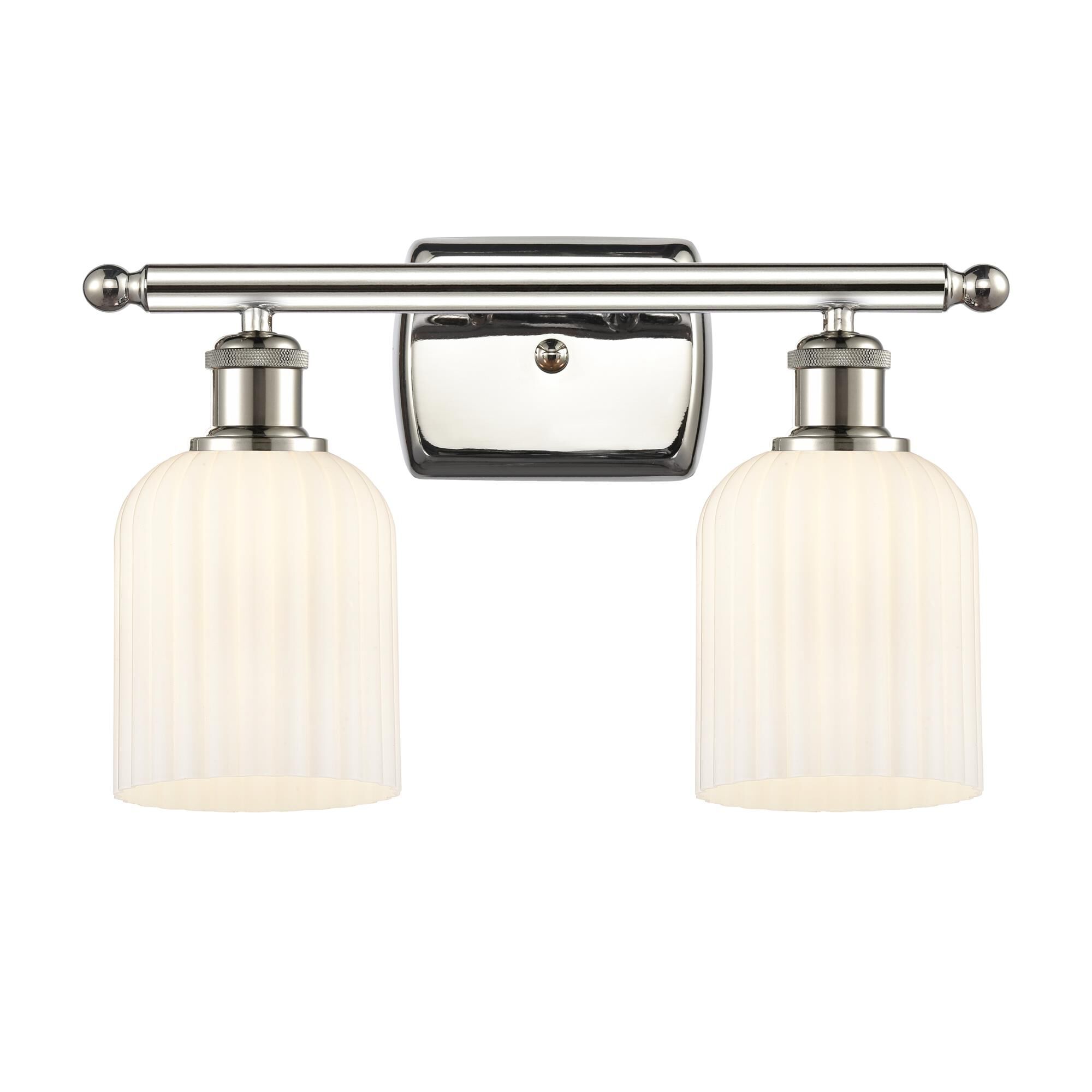Shown in Polished Nickel finish and Gloss White shade