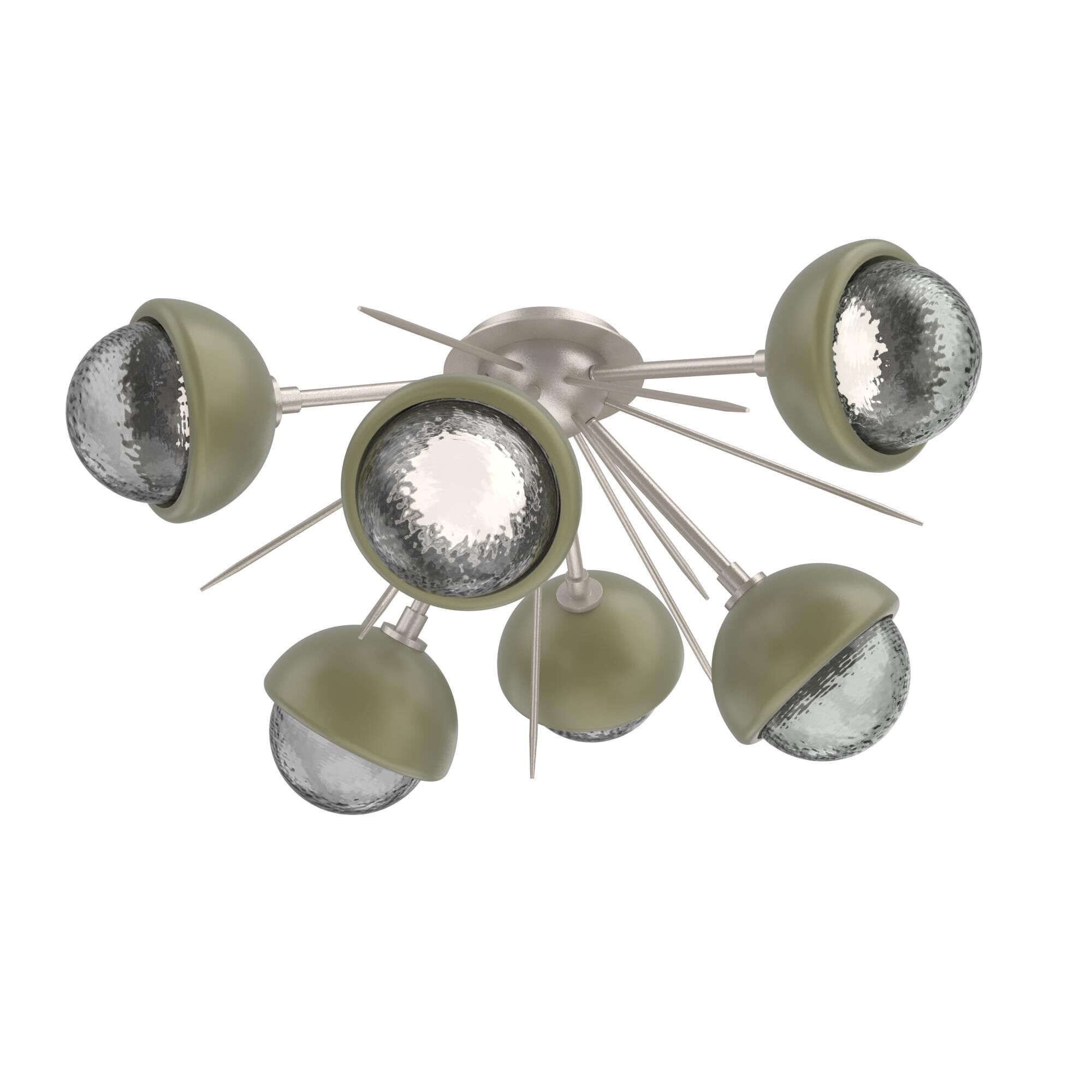 Shown in Beige Silver finish and Smoke glass and Sage Green accent