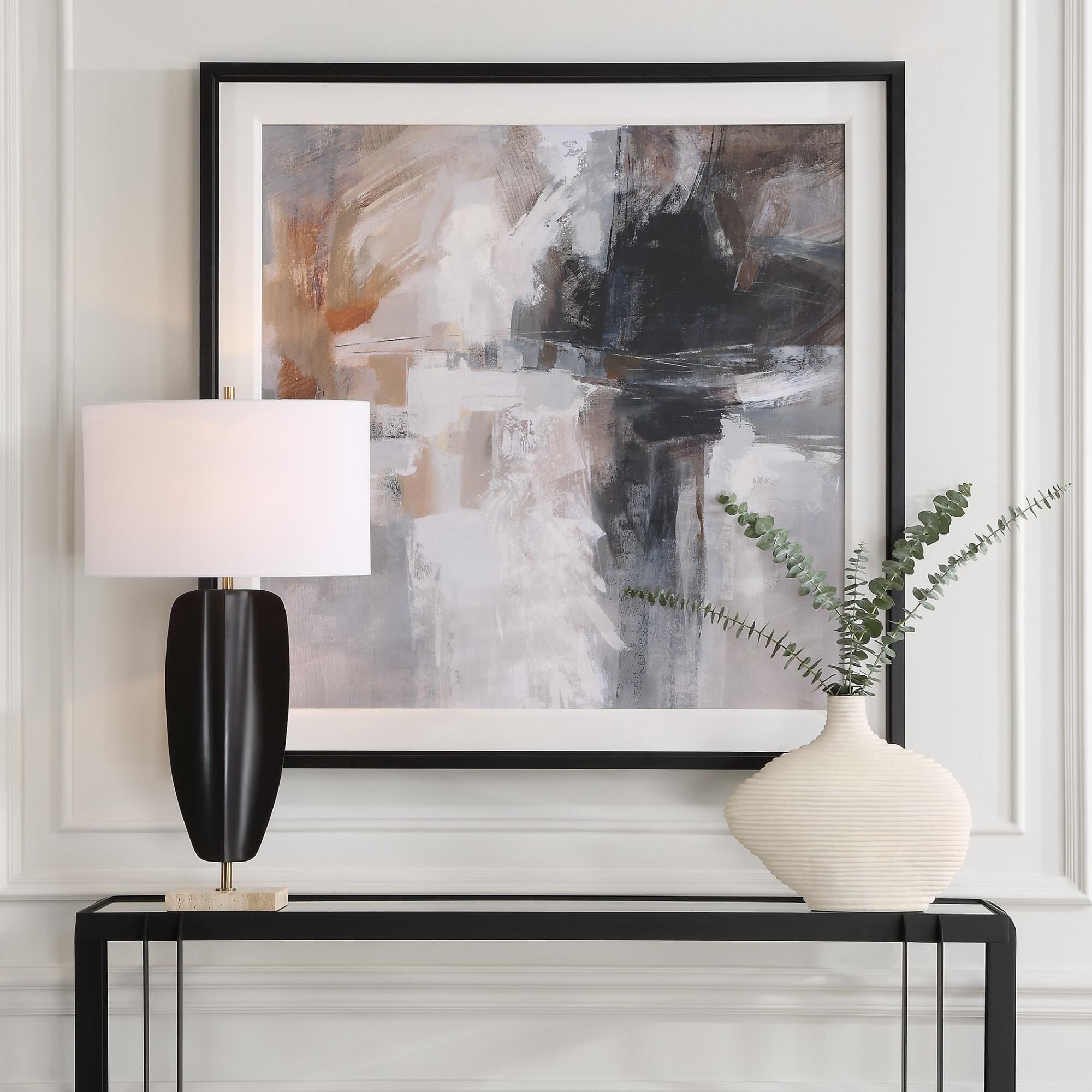 Shown in Neutral Abstract finish