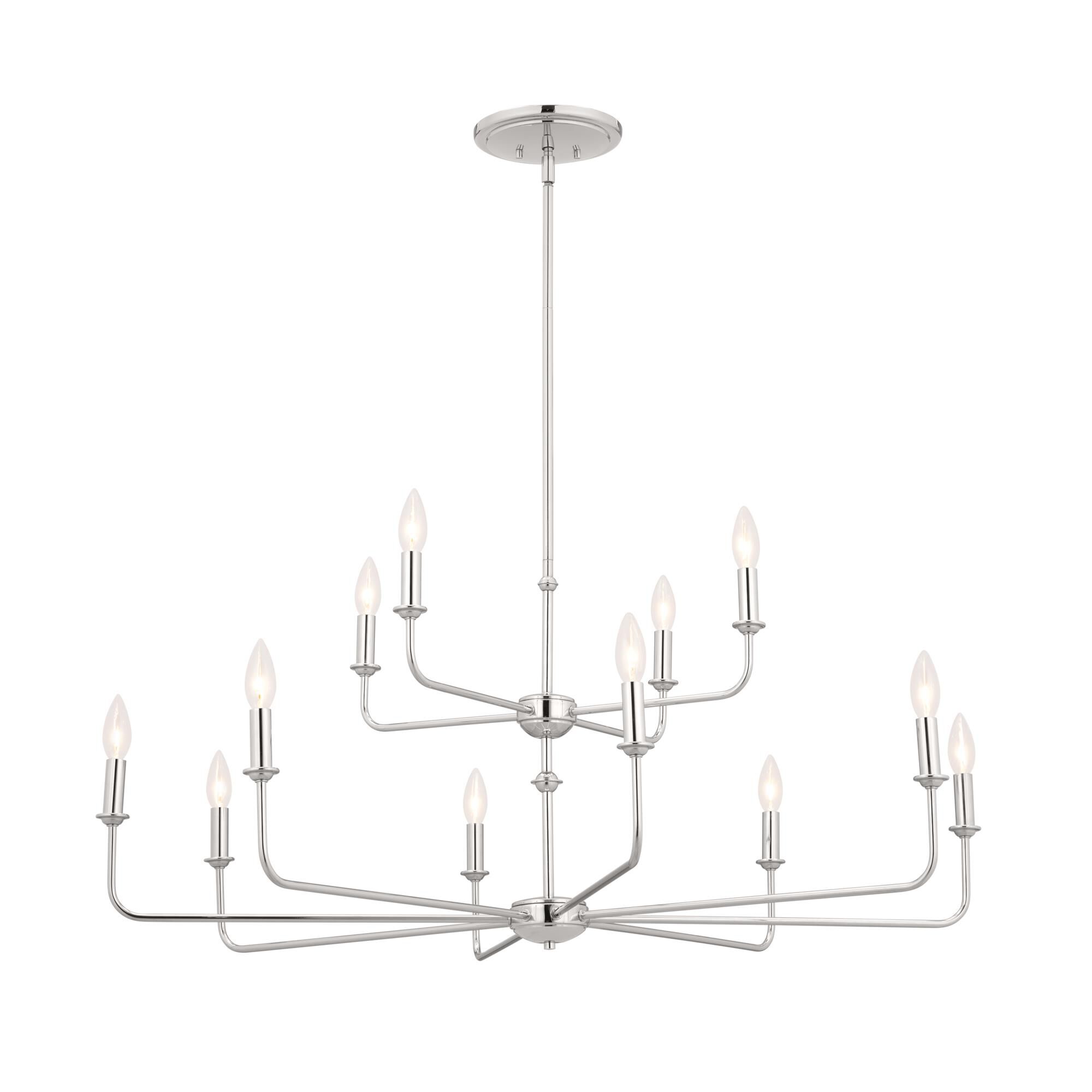 Shown in Polished Nickel finish and Fabric and Bell shade