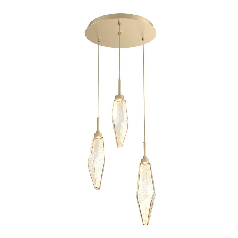 Rock Crystal 17 Inch 3 Light Multi Light Pendant by Hammerton Studio