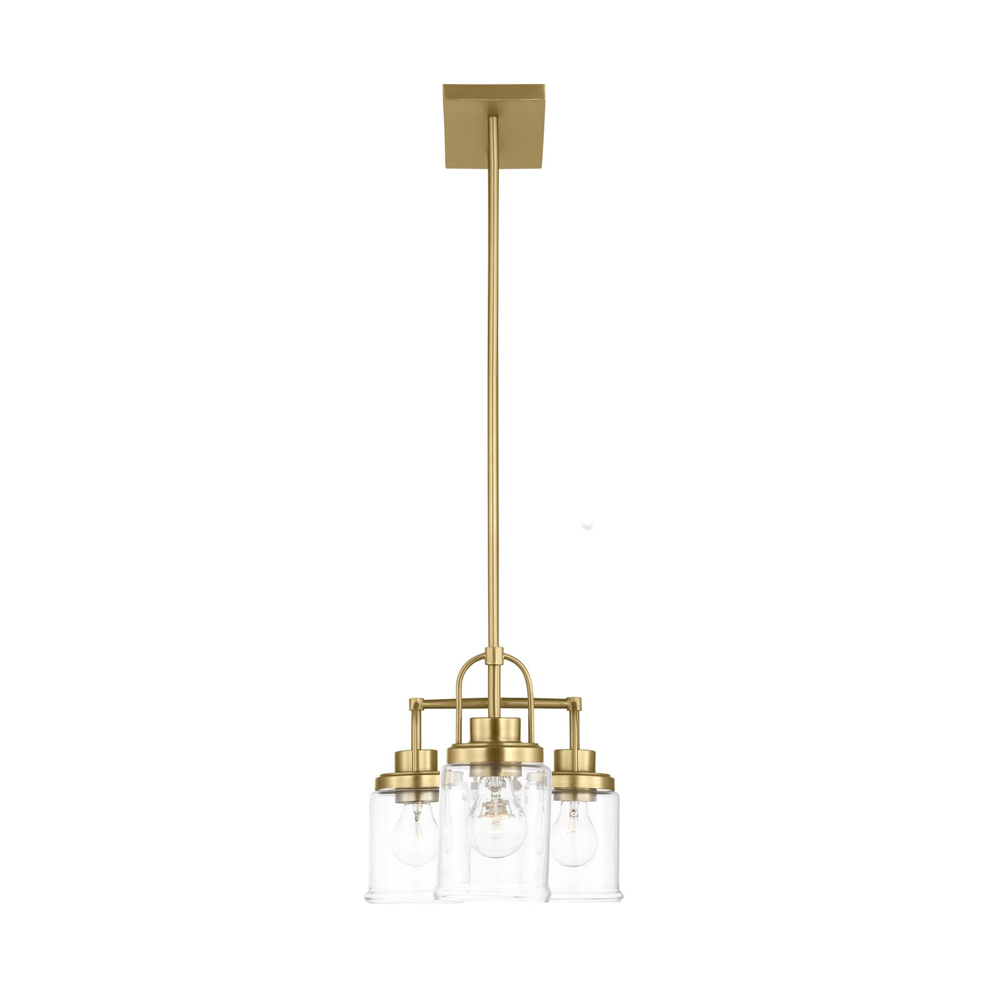 Shown in Satin Brass finish and Clear glass