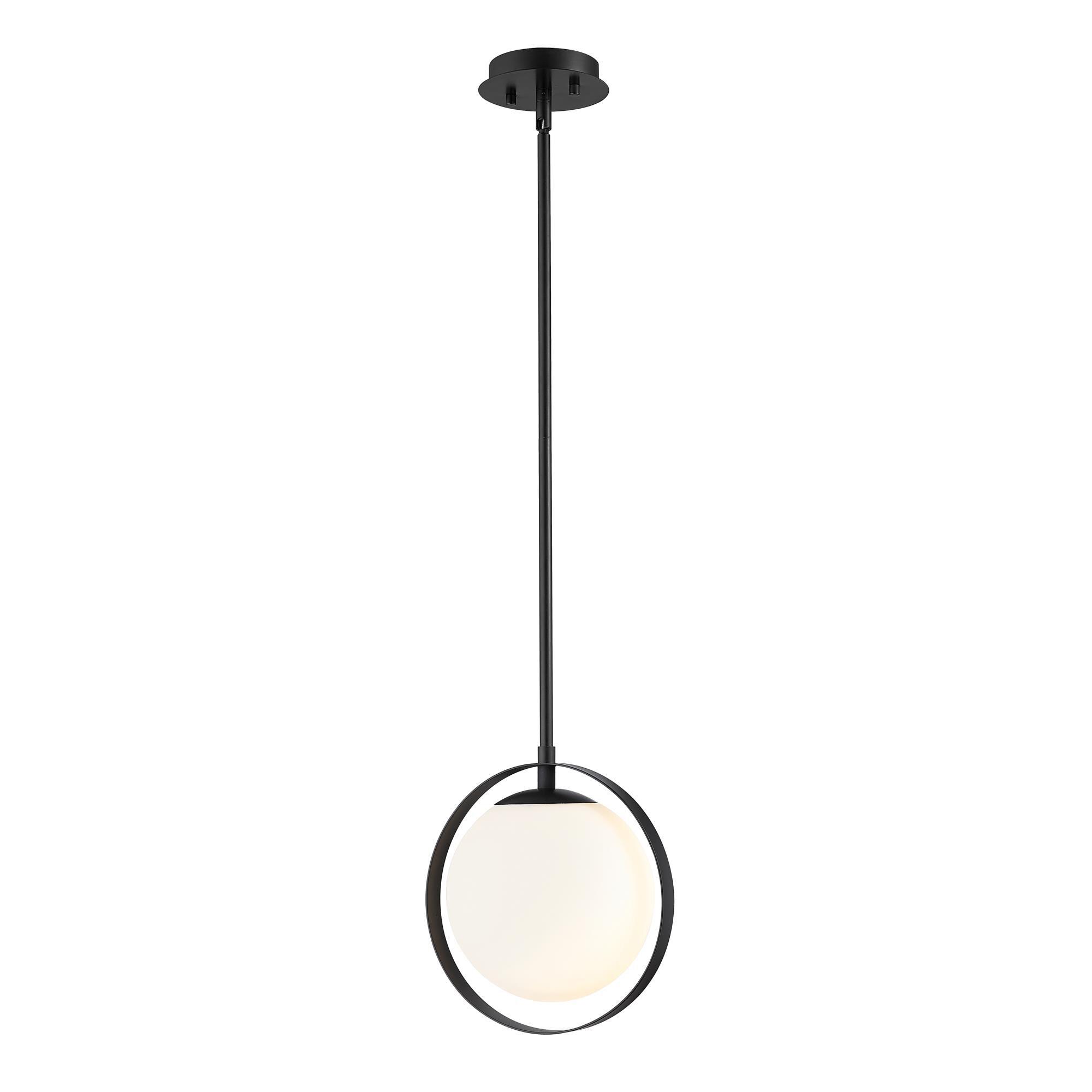 Shown in Matte Black finish and Glass shade