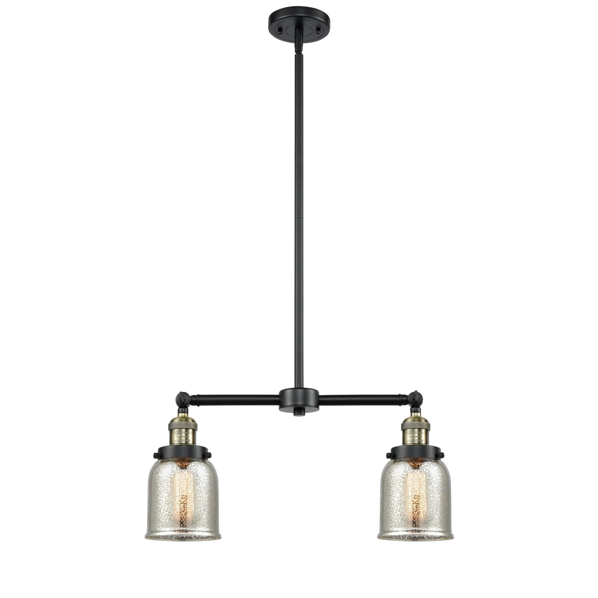 Shown in Black Antique Brass finish and Silver Mercury glass