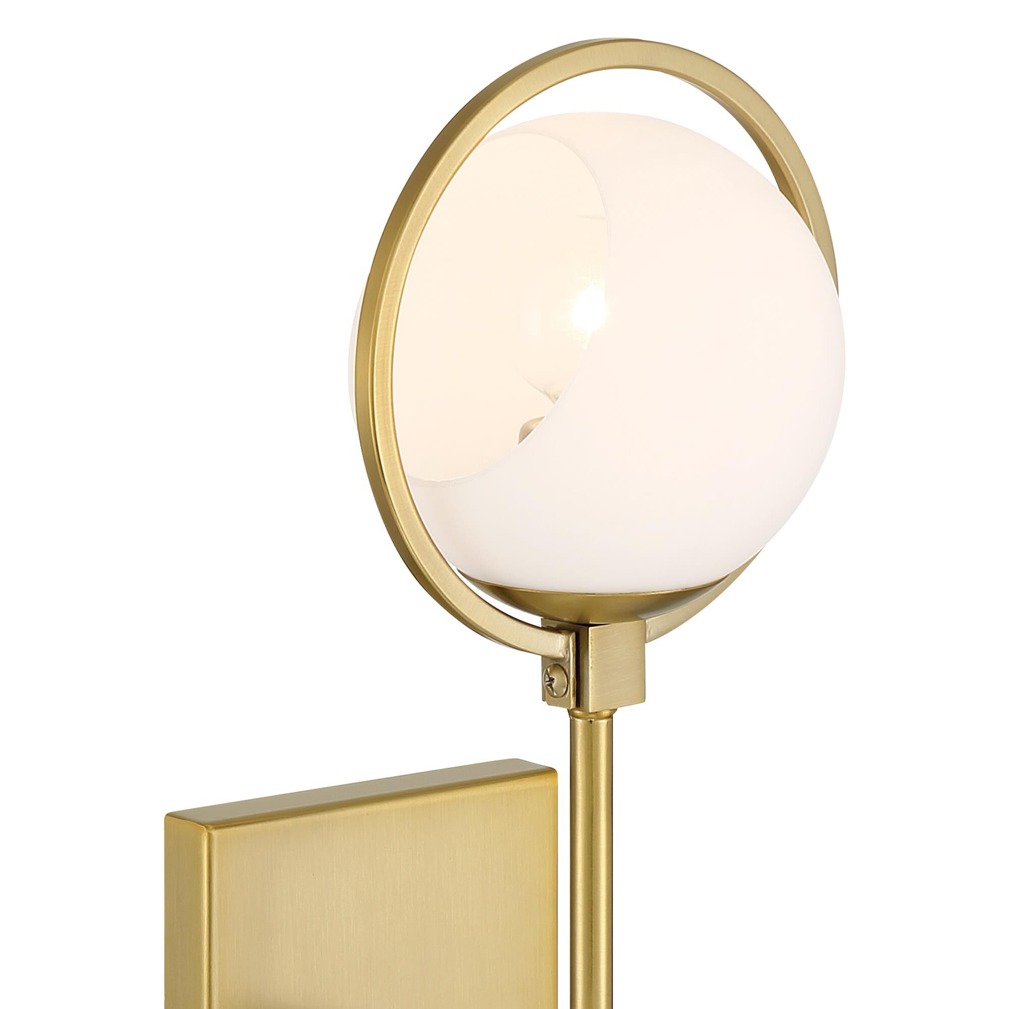 Shown in Brushed Gold finish and Etched Opal glass