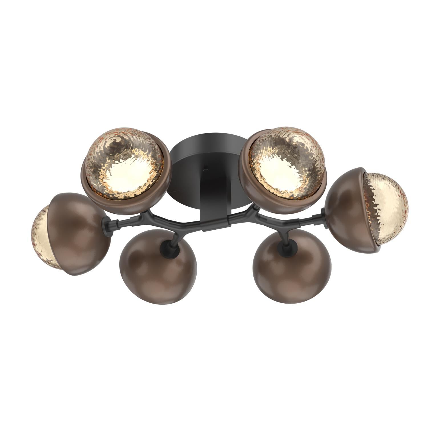 Shown in Matte Black finish and Amber glass and Burnished Bronze accent