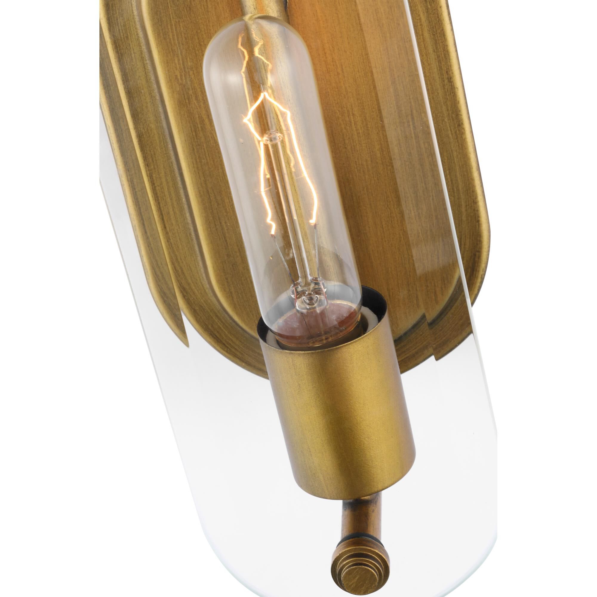 Shown in Natural Brass finish and Clear Beveled glass