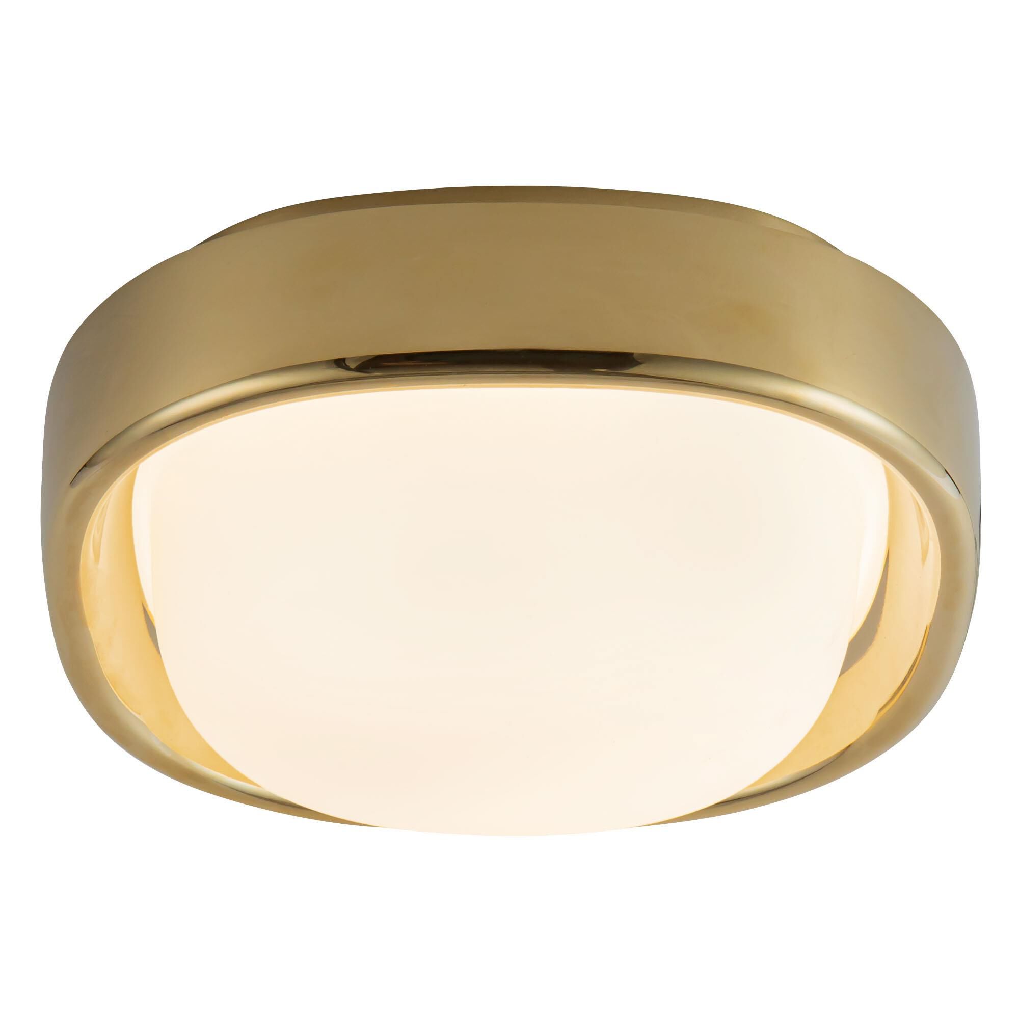 Shown in Metallic Brass finish and Matte Opal glass