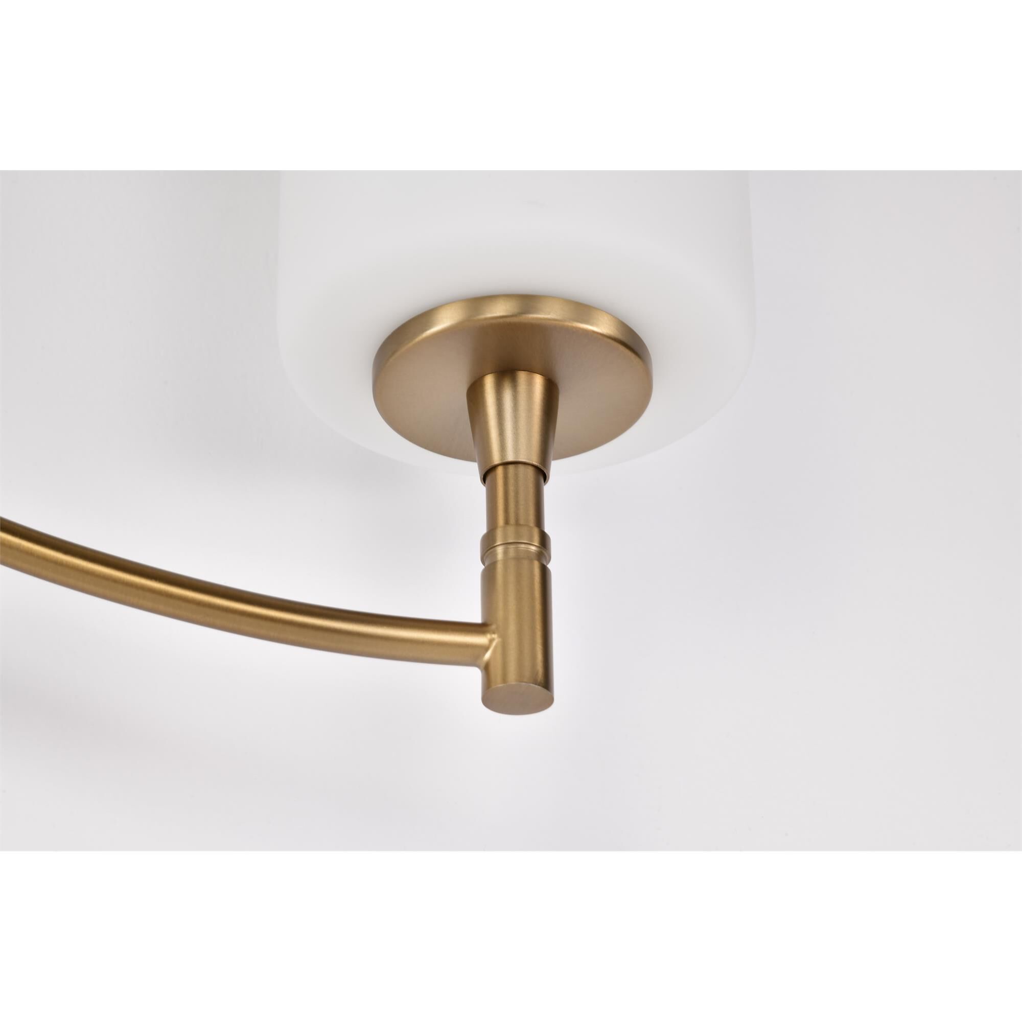 Shown in Burnished Brass finish and White Opal glass