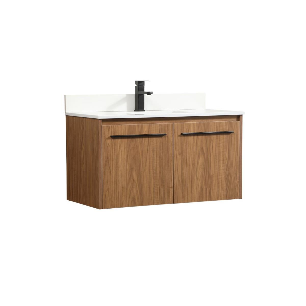 Shown in Walnut Brown finish and With Backsplash accent