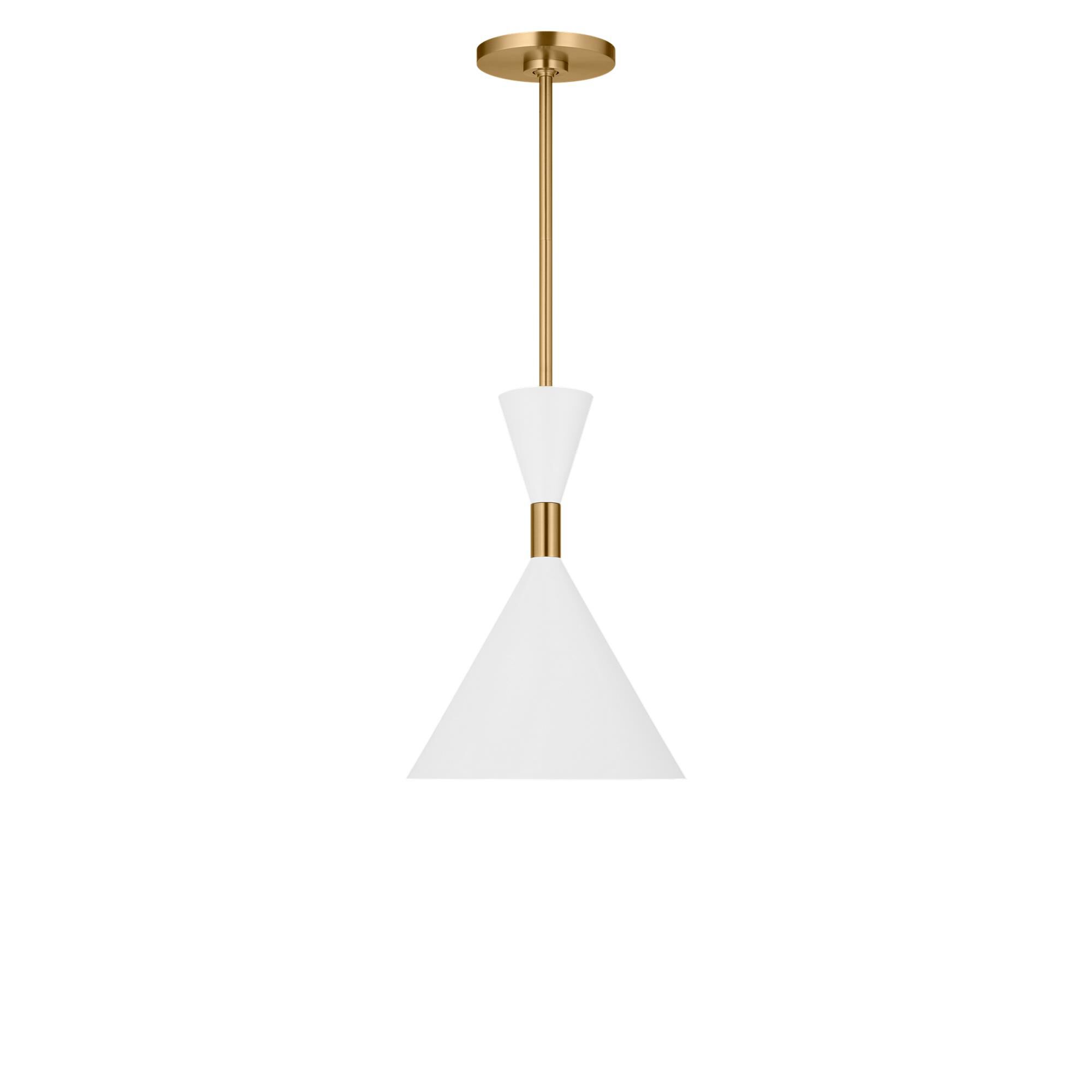 Shown in Burnished Brass finish and Metal shade