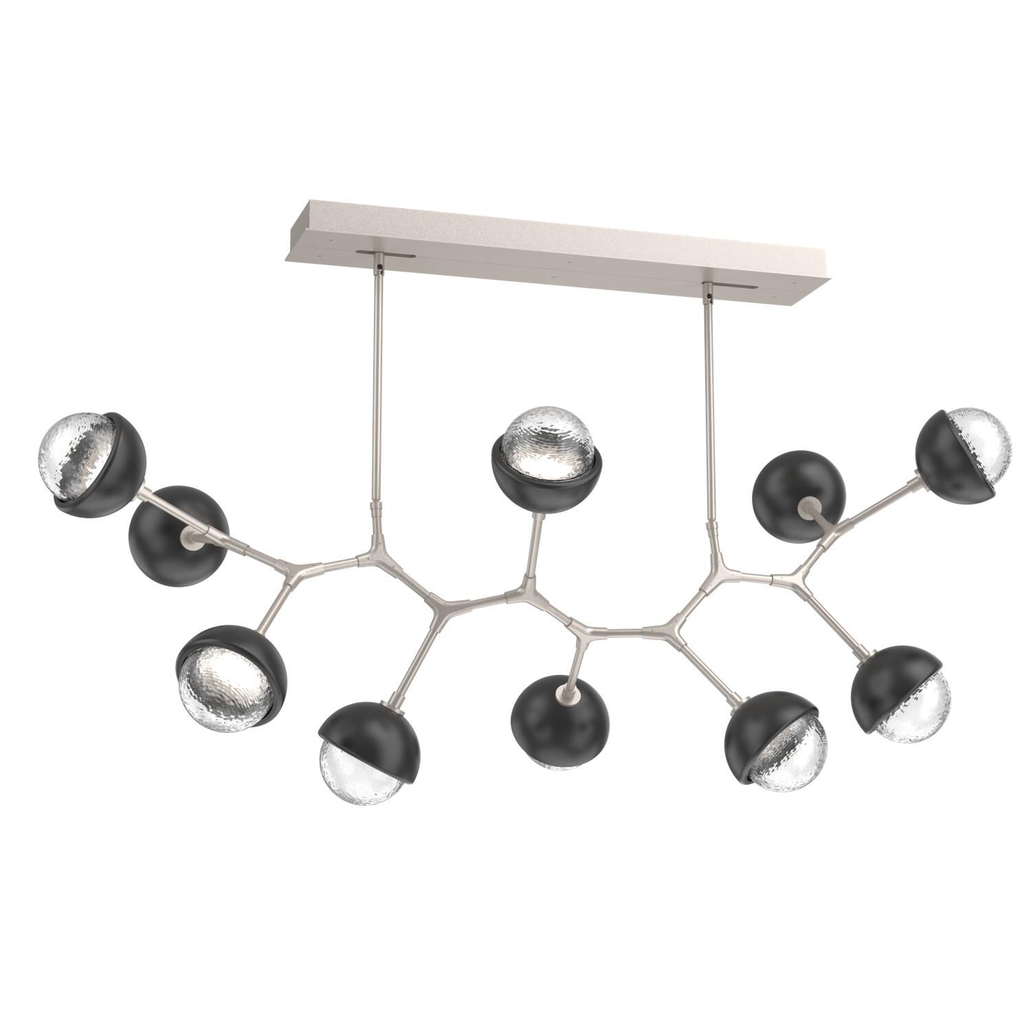 Shown in Beige Silver finish and Clear glass and Matte Black accent