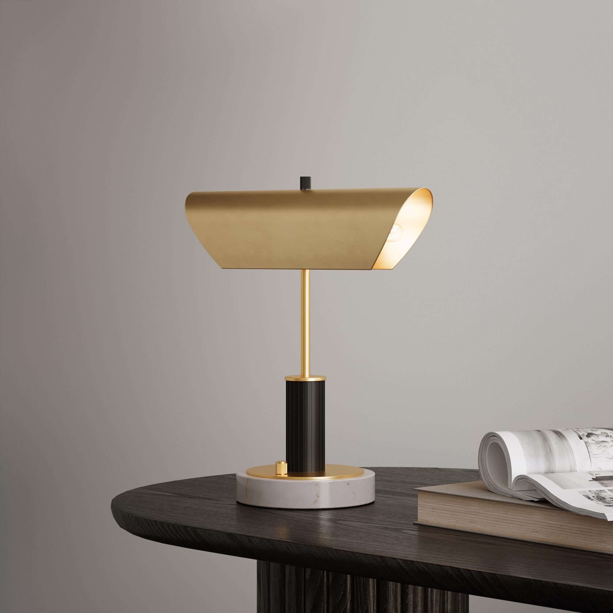 Brass Horizon 16 Inch Desk Lamp by Allure Design Haus