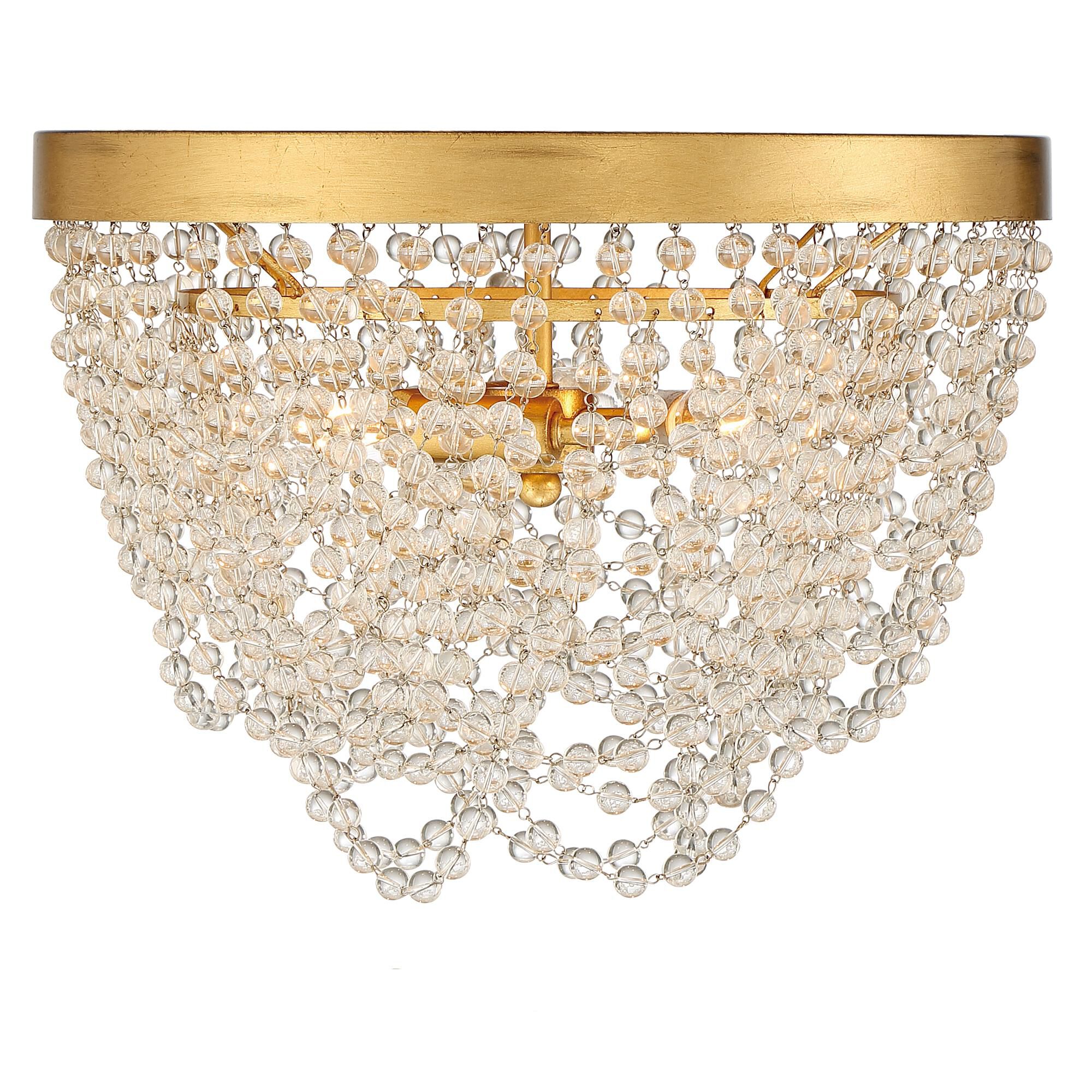 Shown in Antique Gold finish and Clear Glass Beads crystal