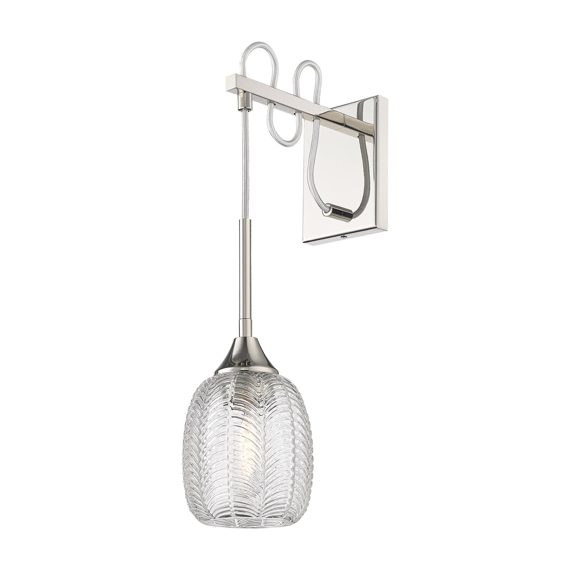 Shown in Polished Nickel finish and Clear shade