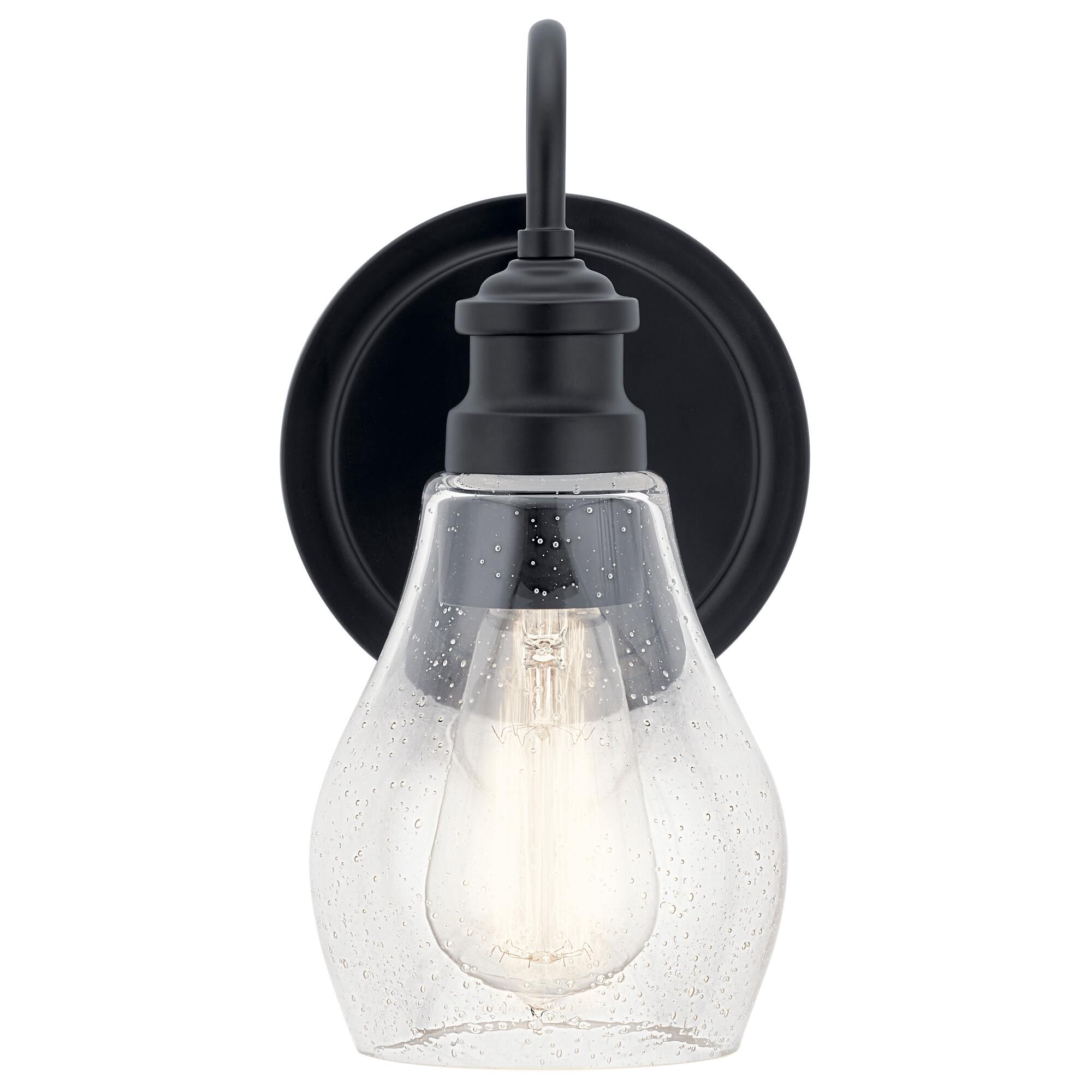 Shown in Black finish and Clear Seeded glass