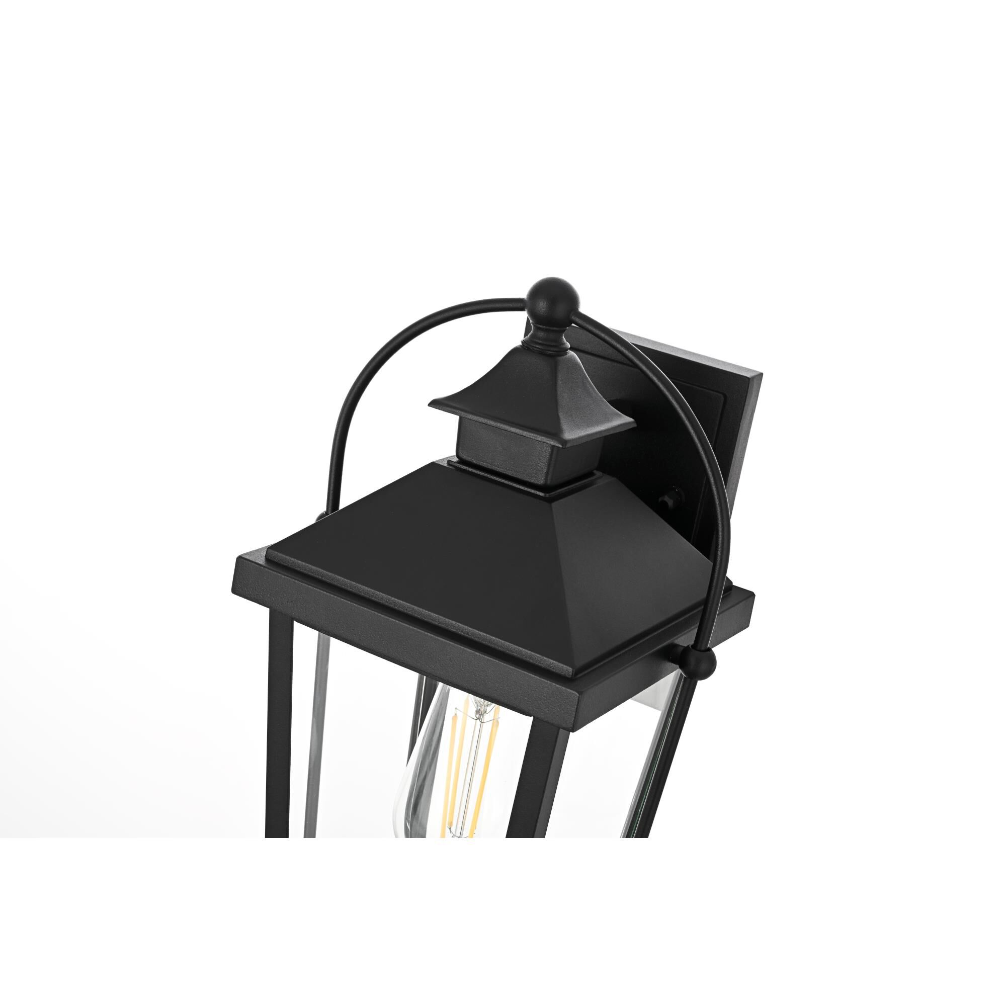 Shown in Black finish and Clear glass