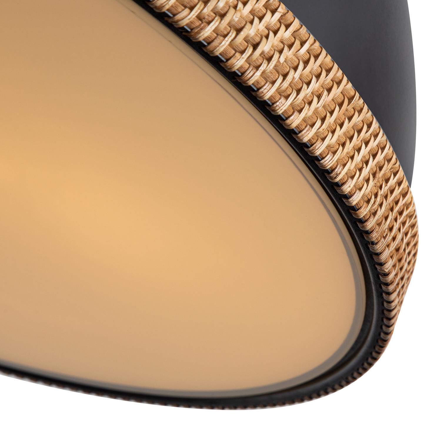 Shown in Matte Black/Vintage Brass finish and Frosted glass and Steel Spun shade