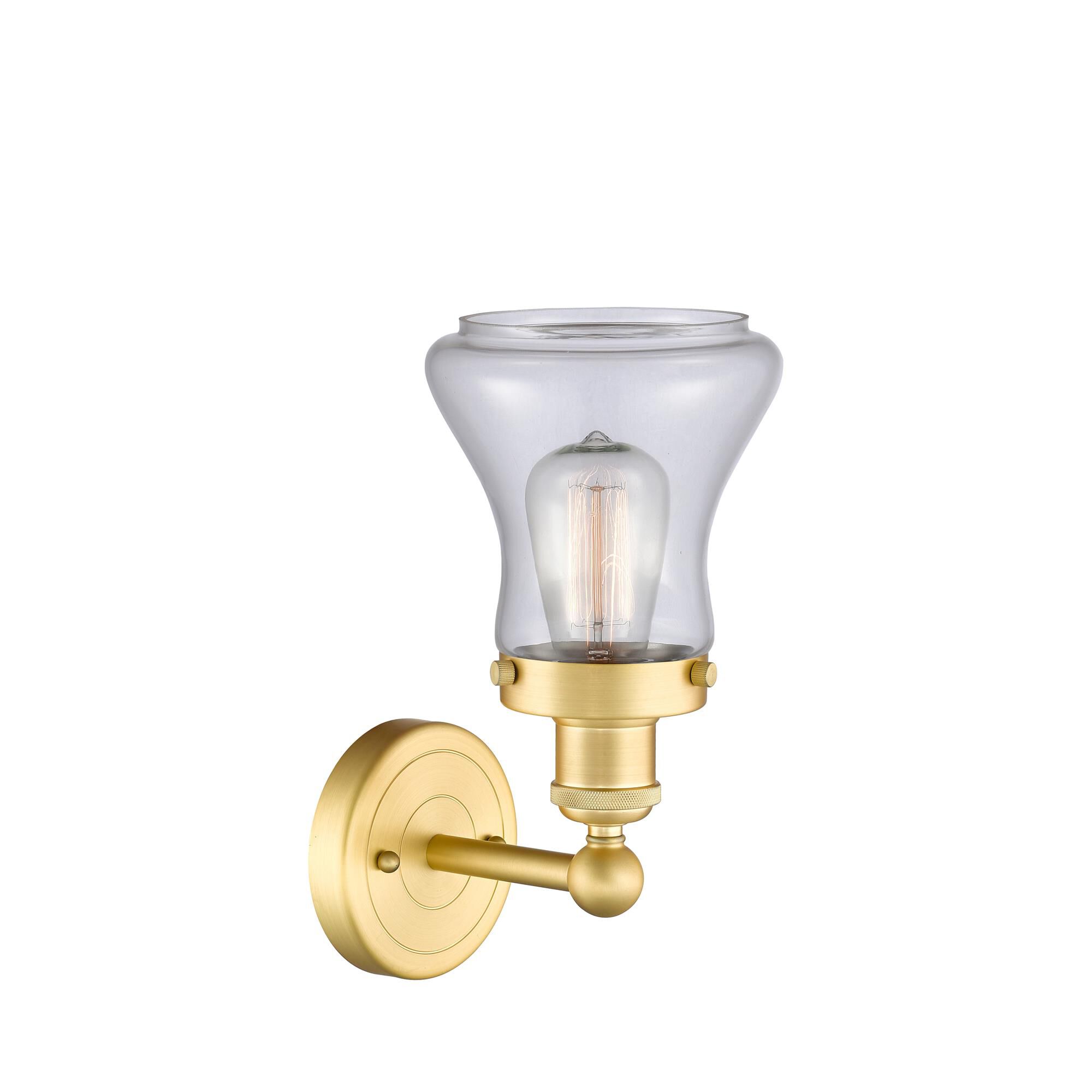 Shown in Satin Gold finish and Clear glass