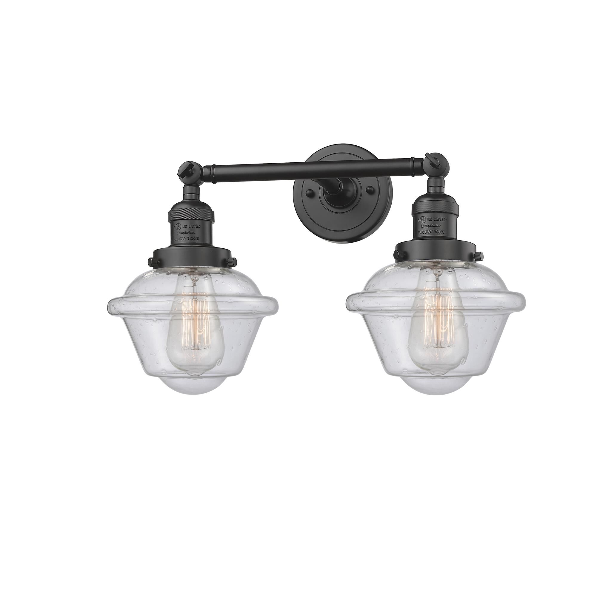 Shown in Oil Rubbed Bronze finish and Seedy glass