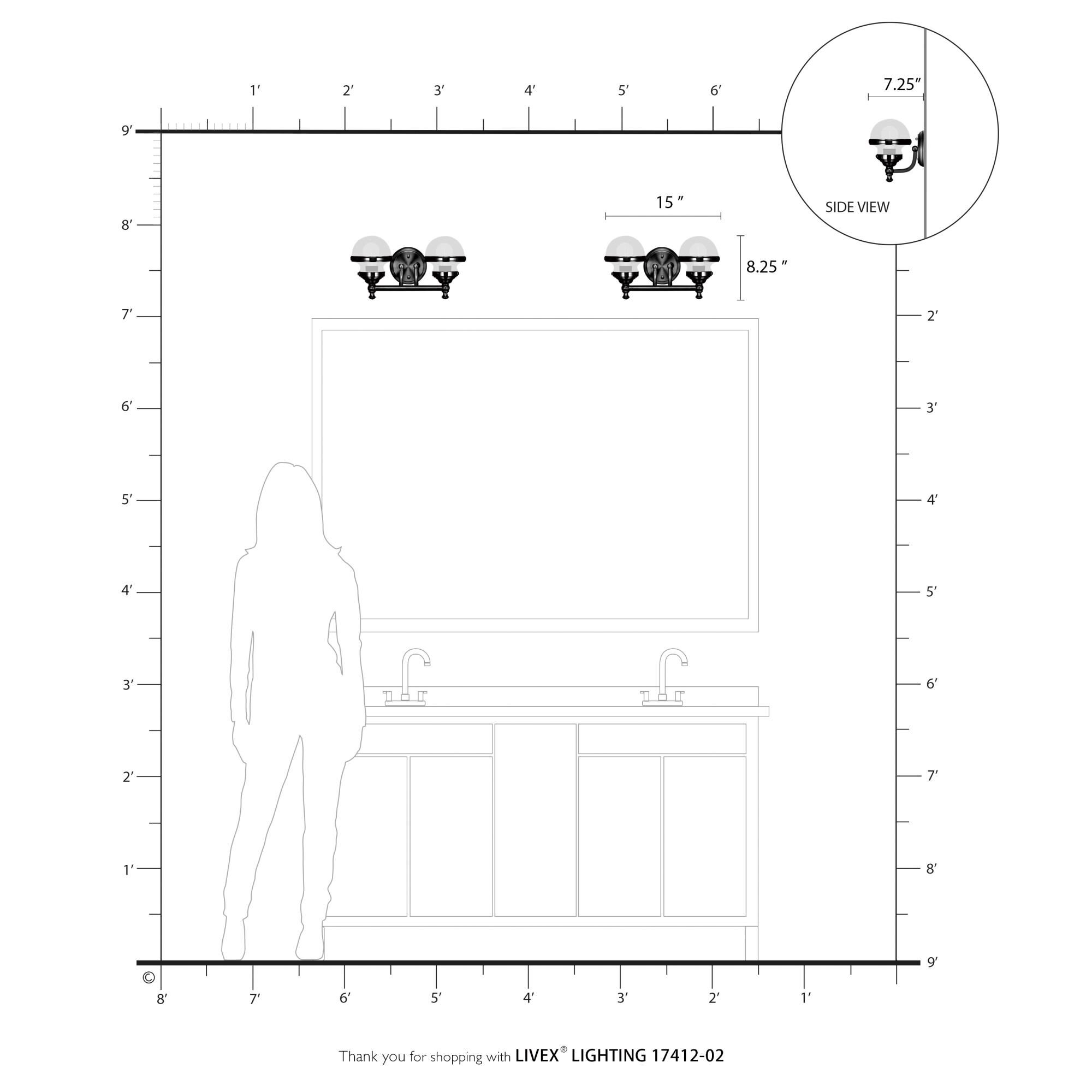 Oldwick 15 Inch 2 Light Bath Vanity Light by Livex Lighting