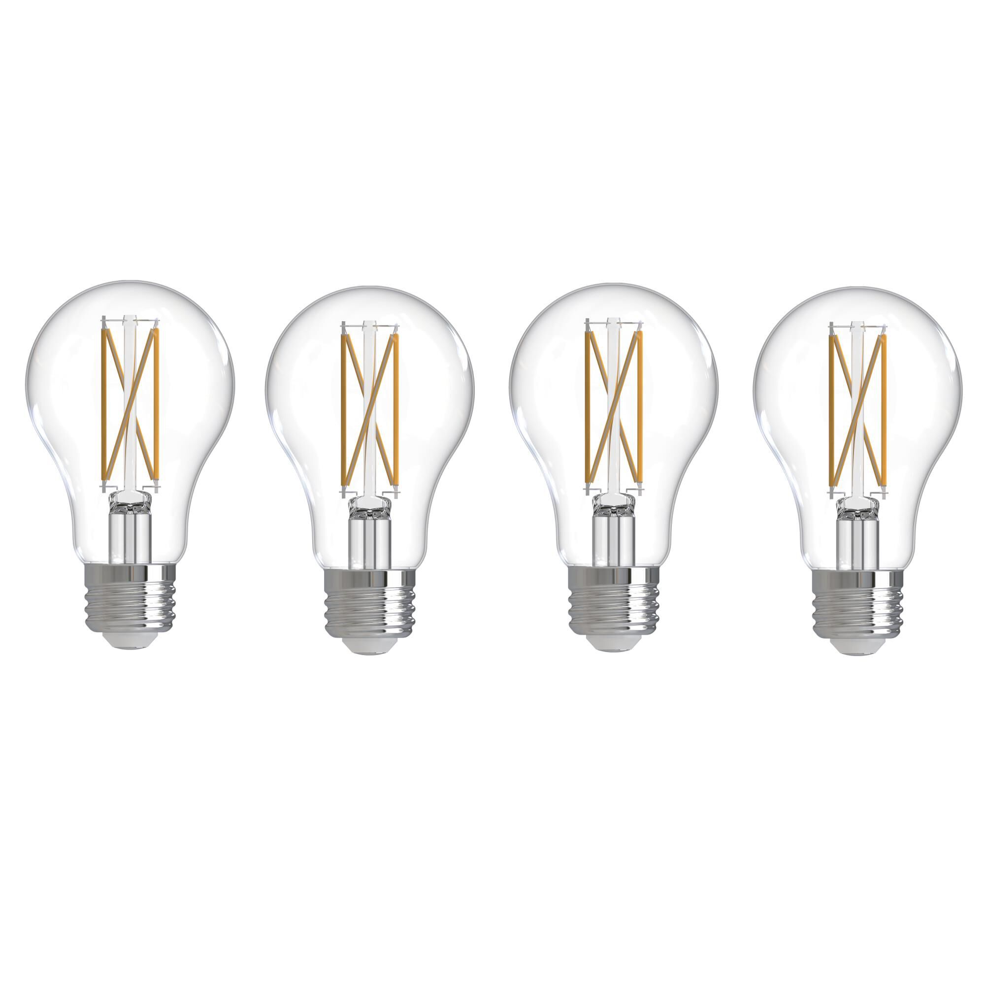 Clear A19 Base E26 3000K LED Light Bulb Pack of 4,