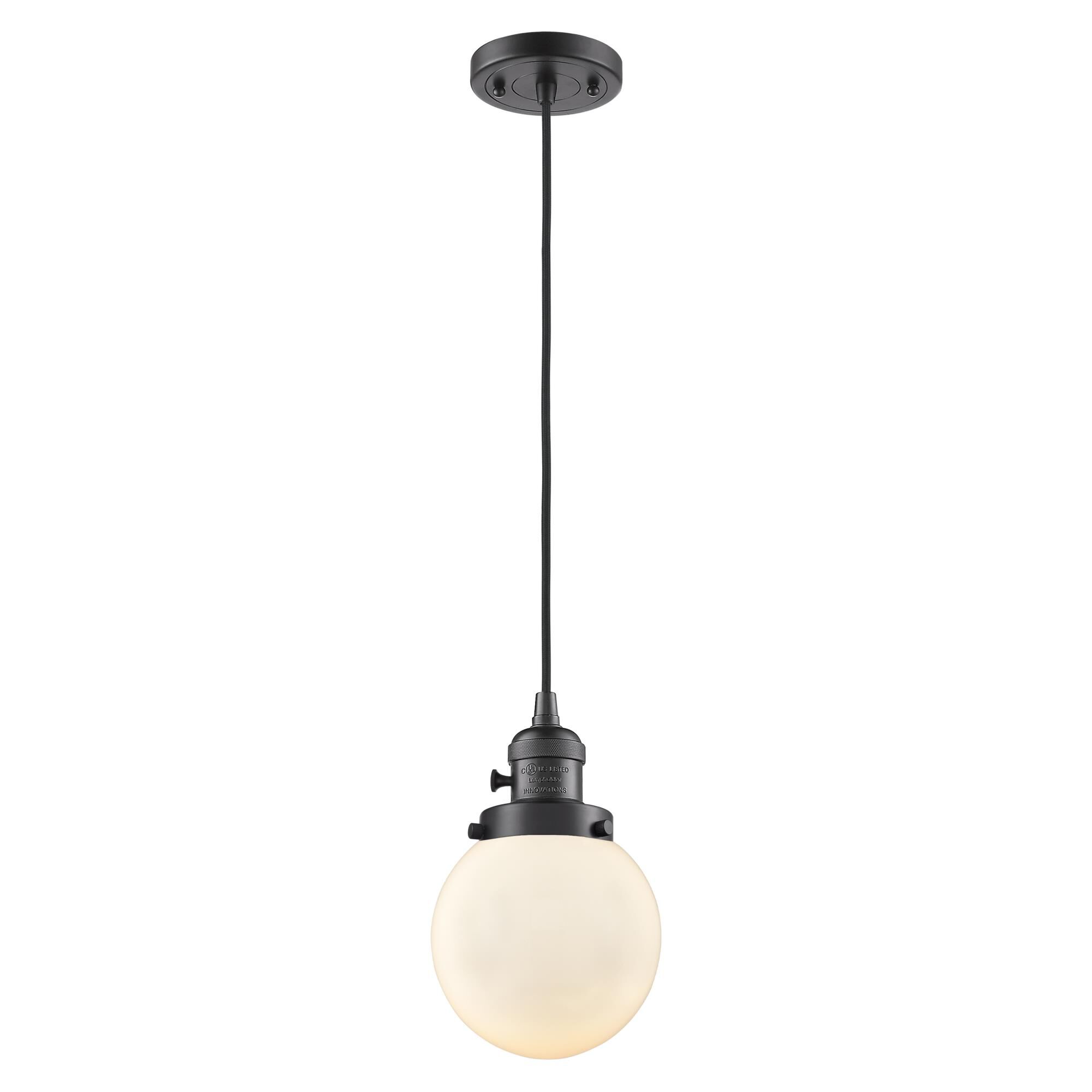 Shown in Oil Rubbed Bronze finish and Matte White glass