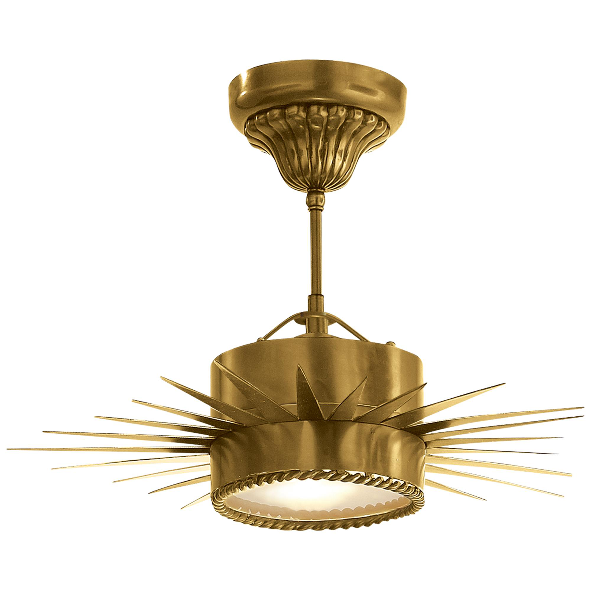 Shown in Hand-Rubbed Antique Brass finish and Frosted glass