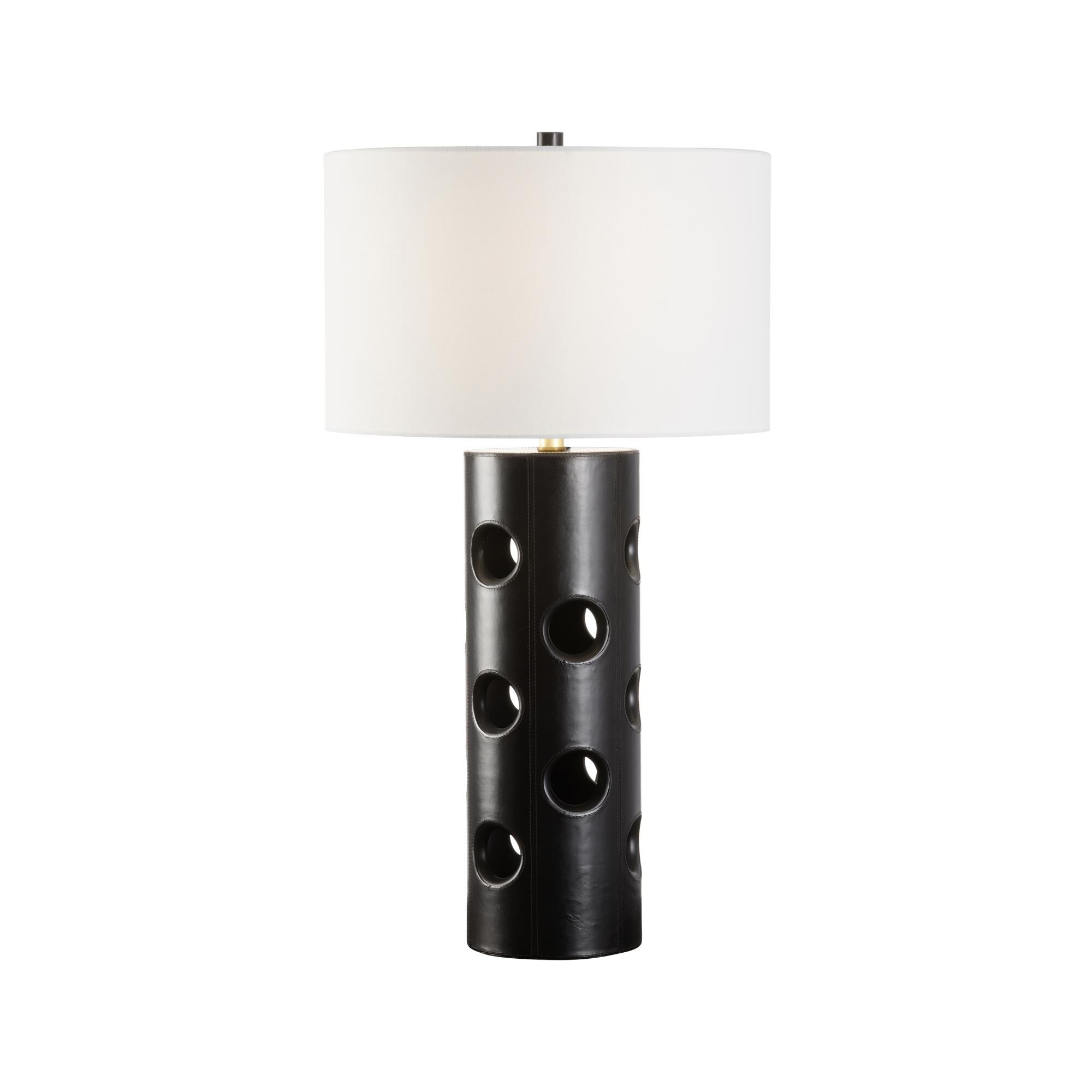 Shown in Black finish and Linen shade
