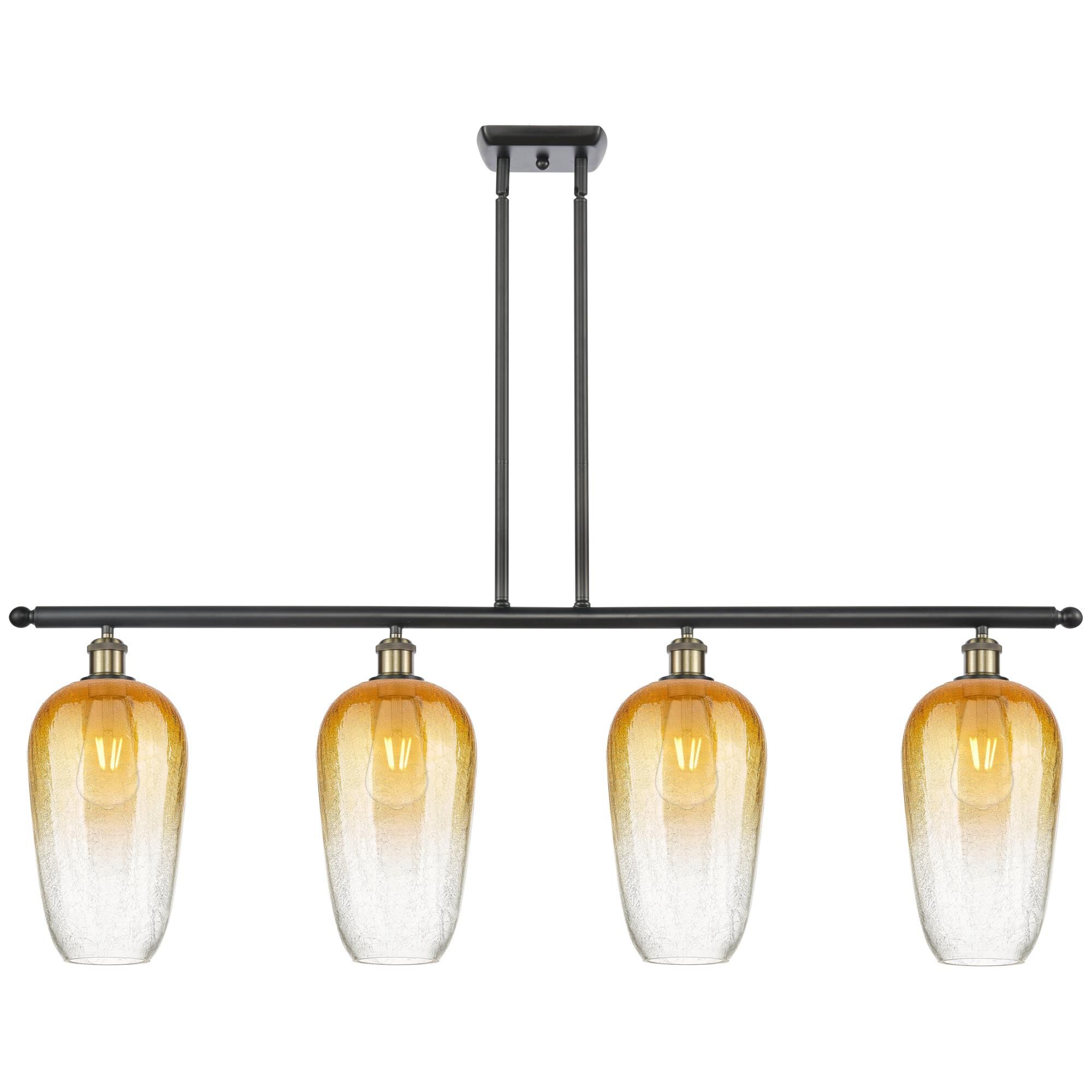 Shown in Black Antique Brass finish and Amber glass